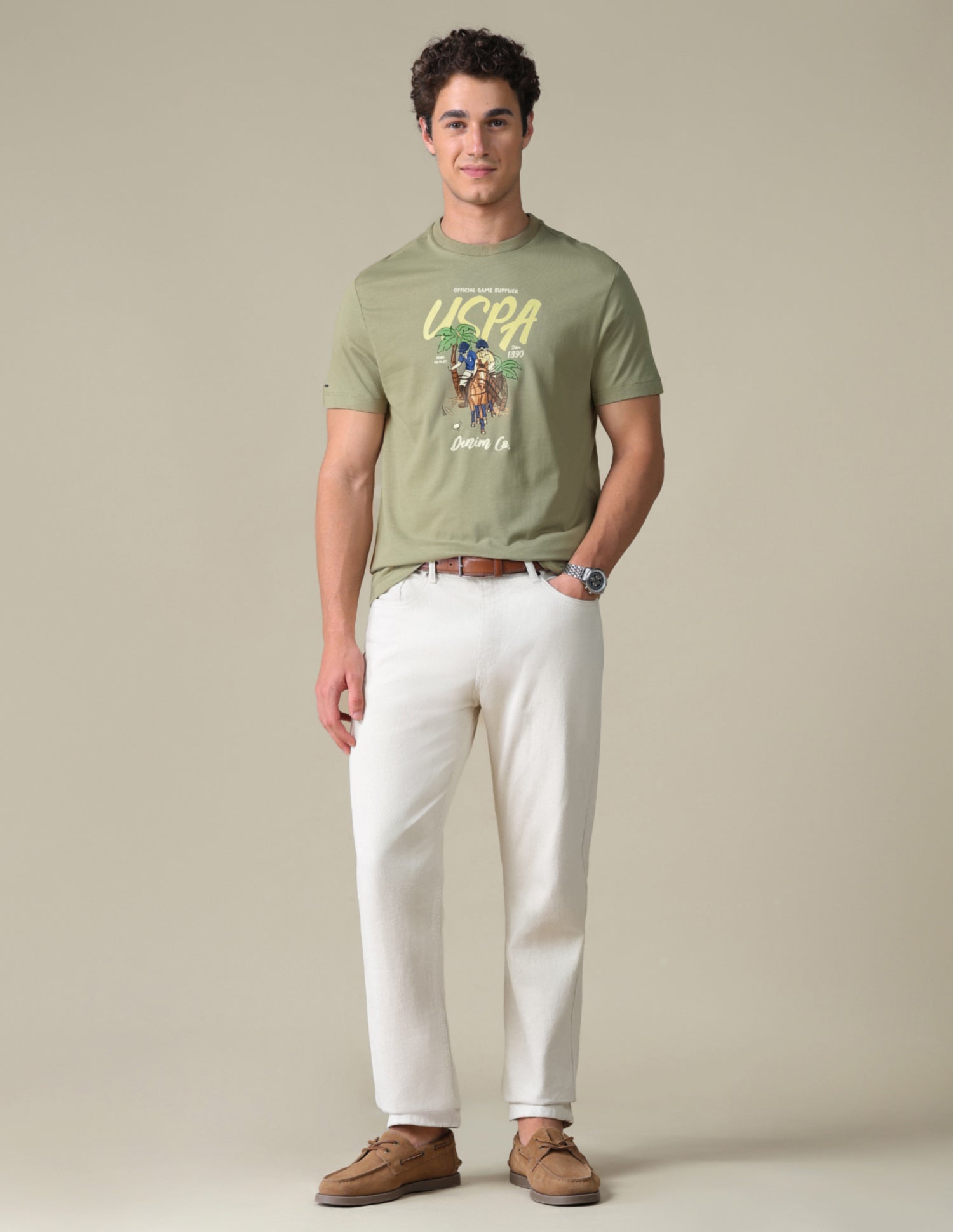 Slim Fit Graphic Brand Printed T-Shirt Green - U.S. Polo Assn. India | Large