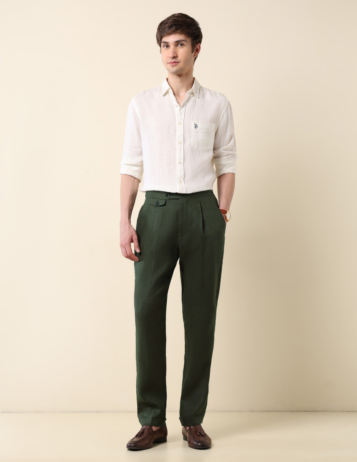 Pacho Riley Straight Fit Trousers Olive - U.S. Polo Assn. India | Large