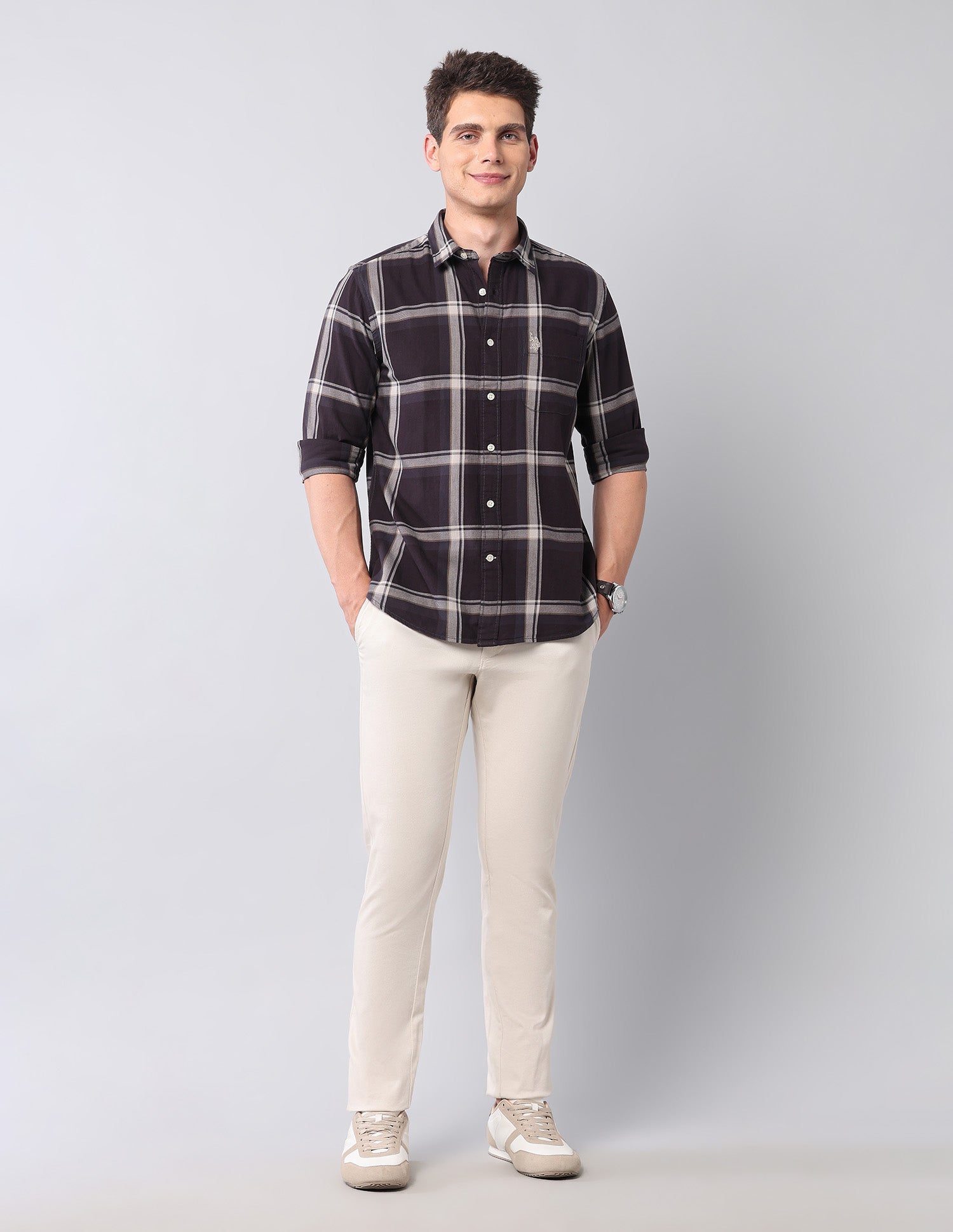 Grid Tattersall Checked Twill Shirt Choco - U.S. POLO ASSN. | Large