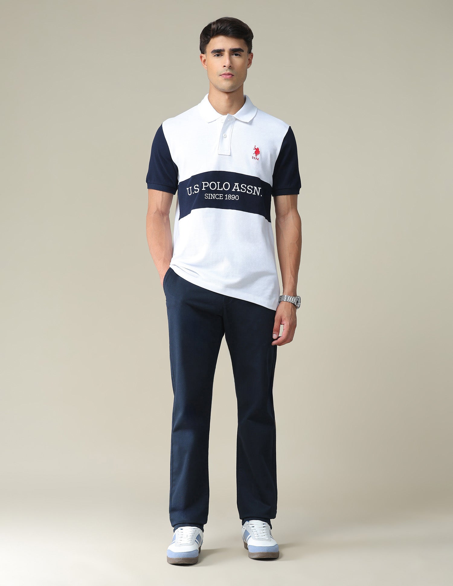 Embroidered Rugby Polo Shirt White - U.S. POLO ASSN. | Large