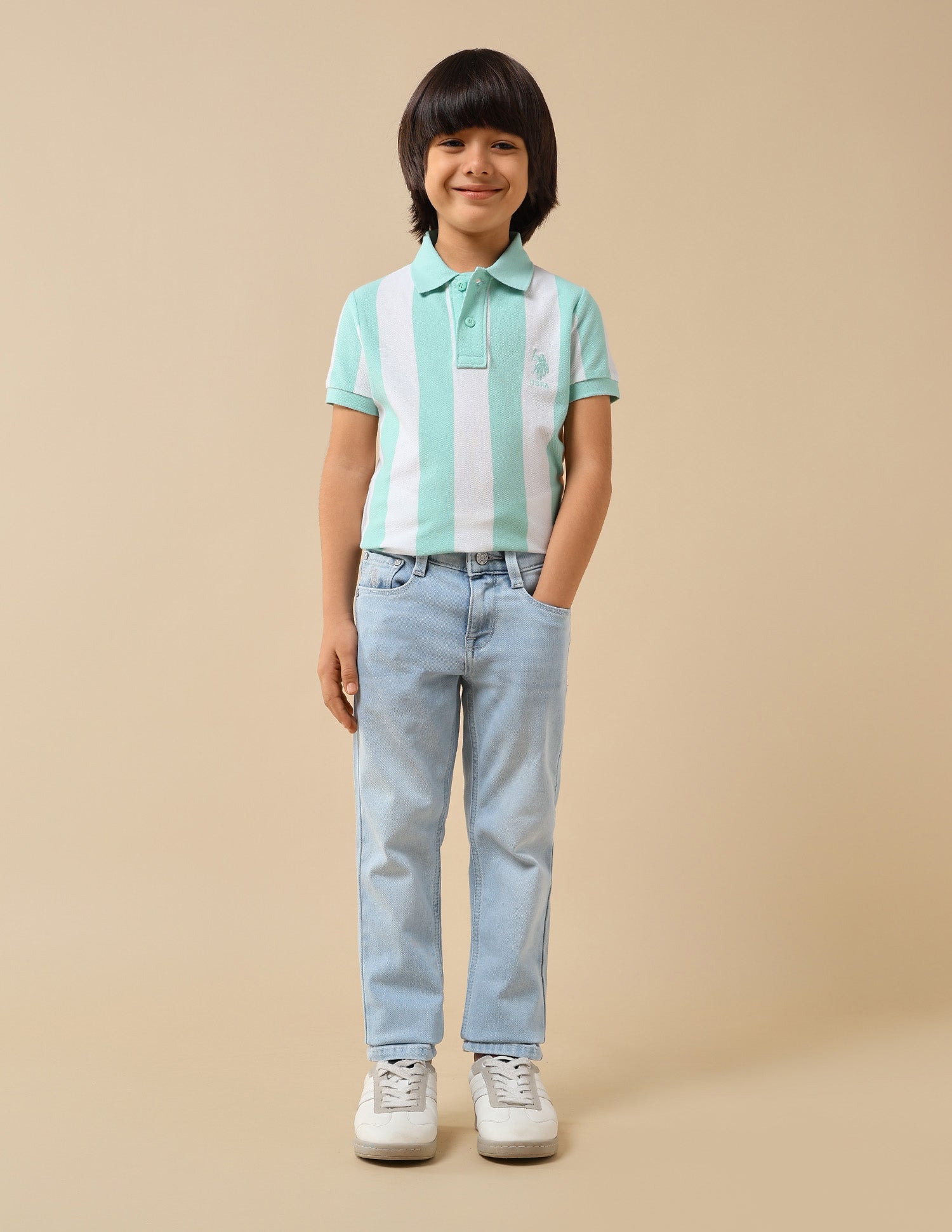 Boys Slim Fit Stone Washed Jeans Light Wash - U.S. POLO ASSN. | Large