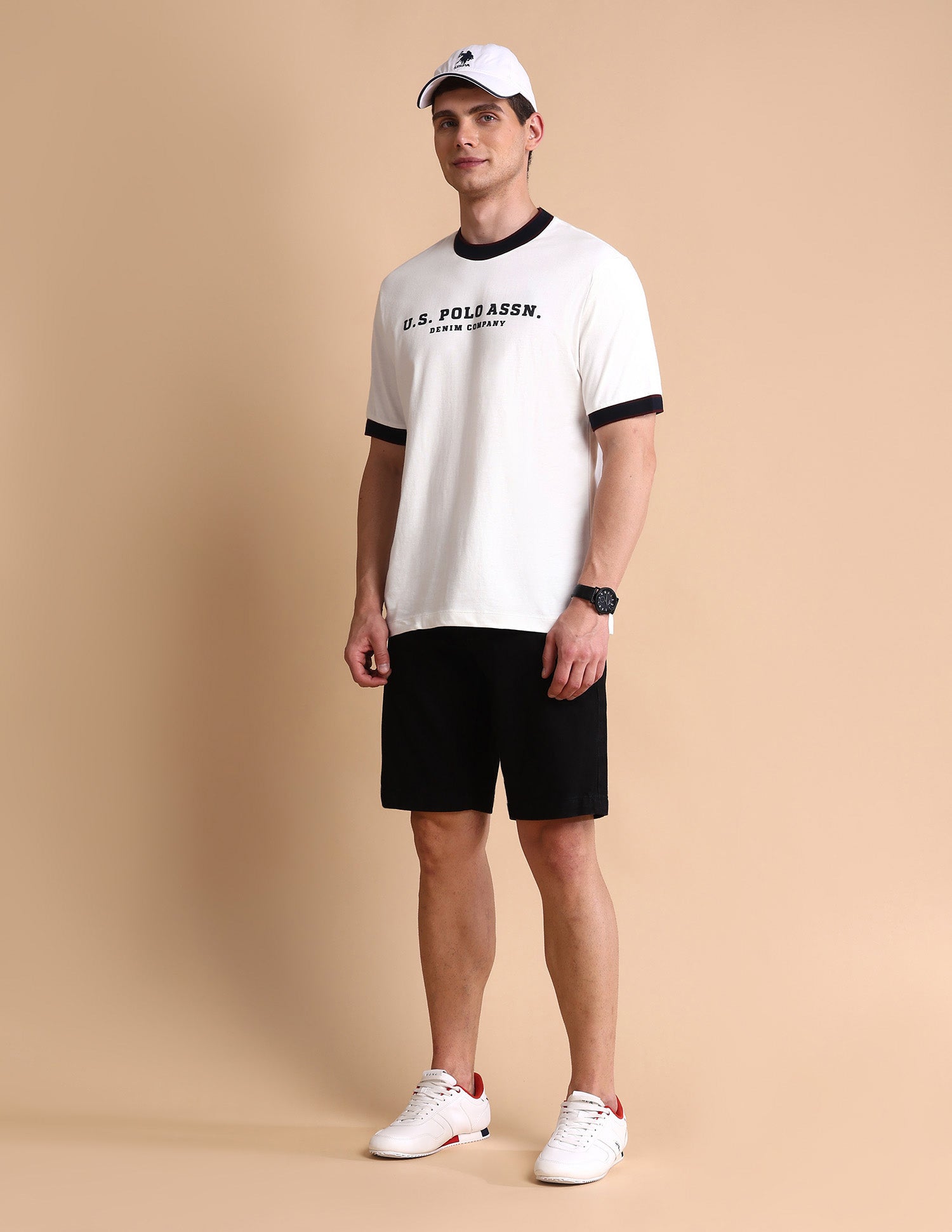 Pure Cotton Muscle Fit T-Shirt Ivory - U.S. POLO ASSN. | Large