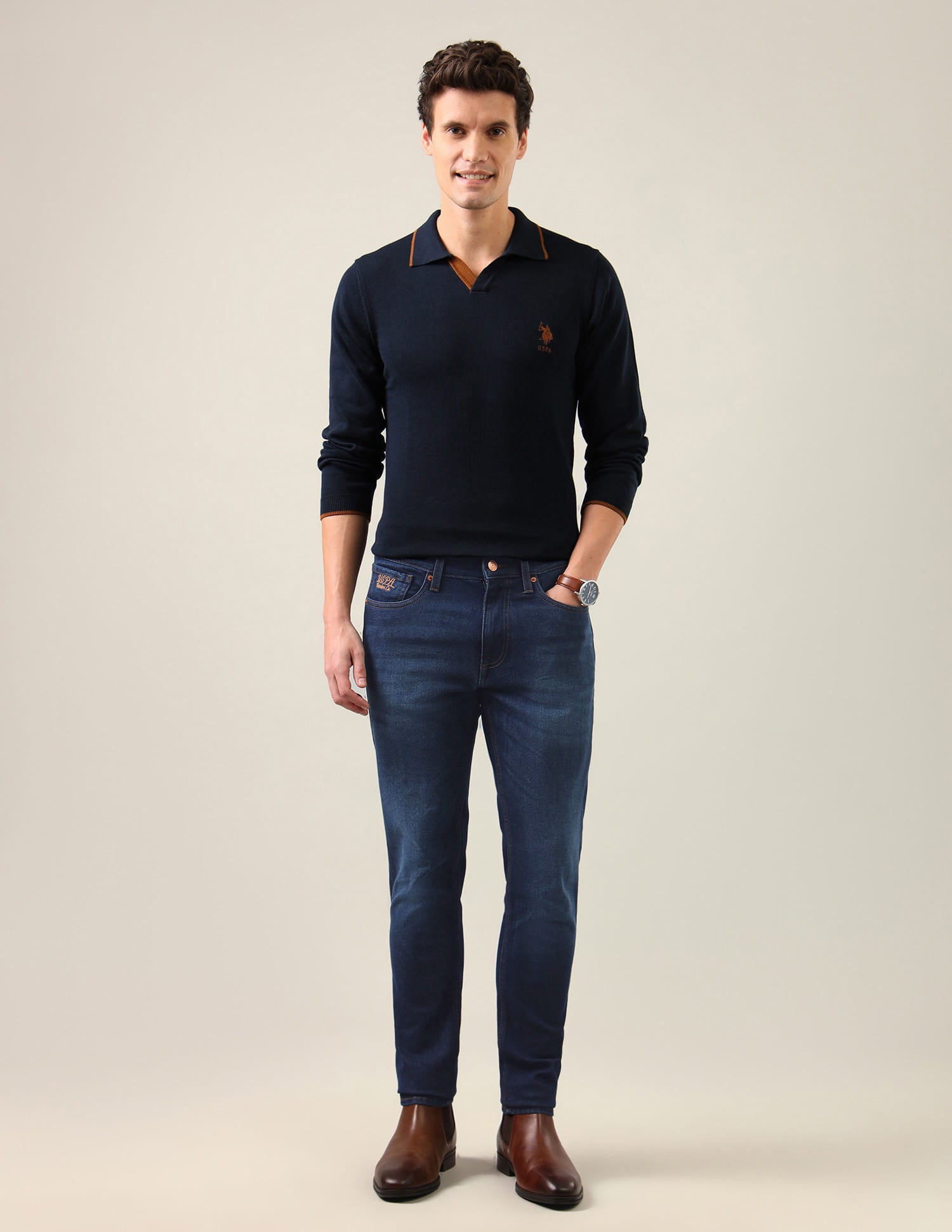 Brandon Slim-Tapered Fit Blue Jeans Blue - U.S. Polo Assn. India | Large
