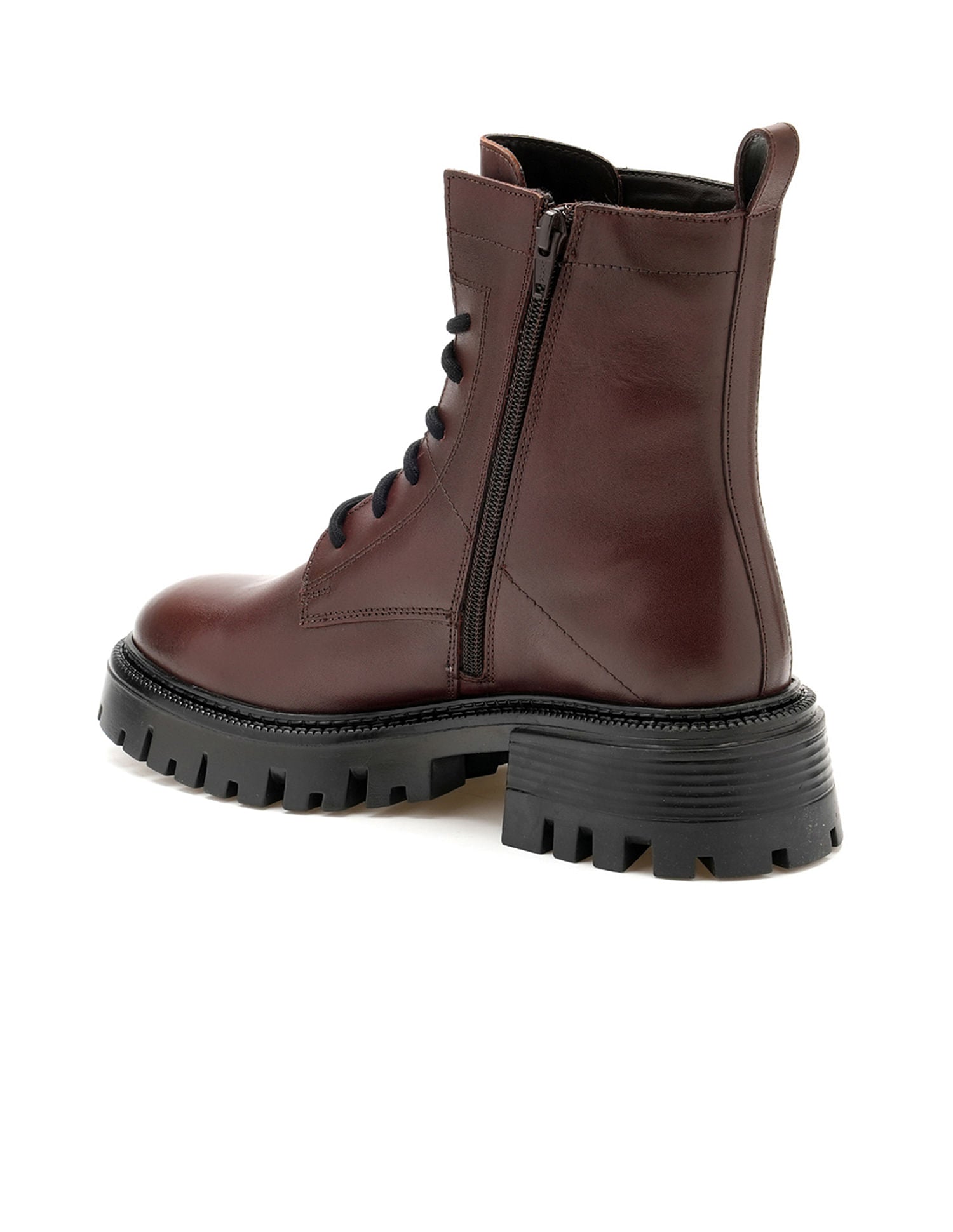 Women Fiorella Leather Combat Boots Burgundy - U.S. POLO ASSN. | Large