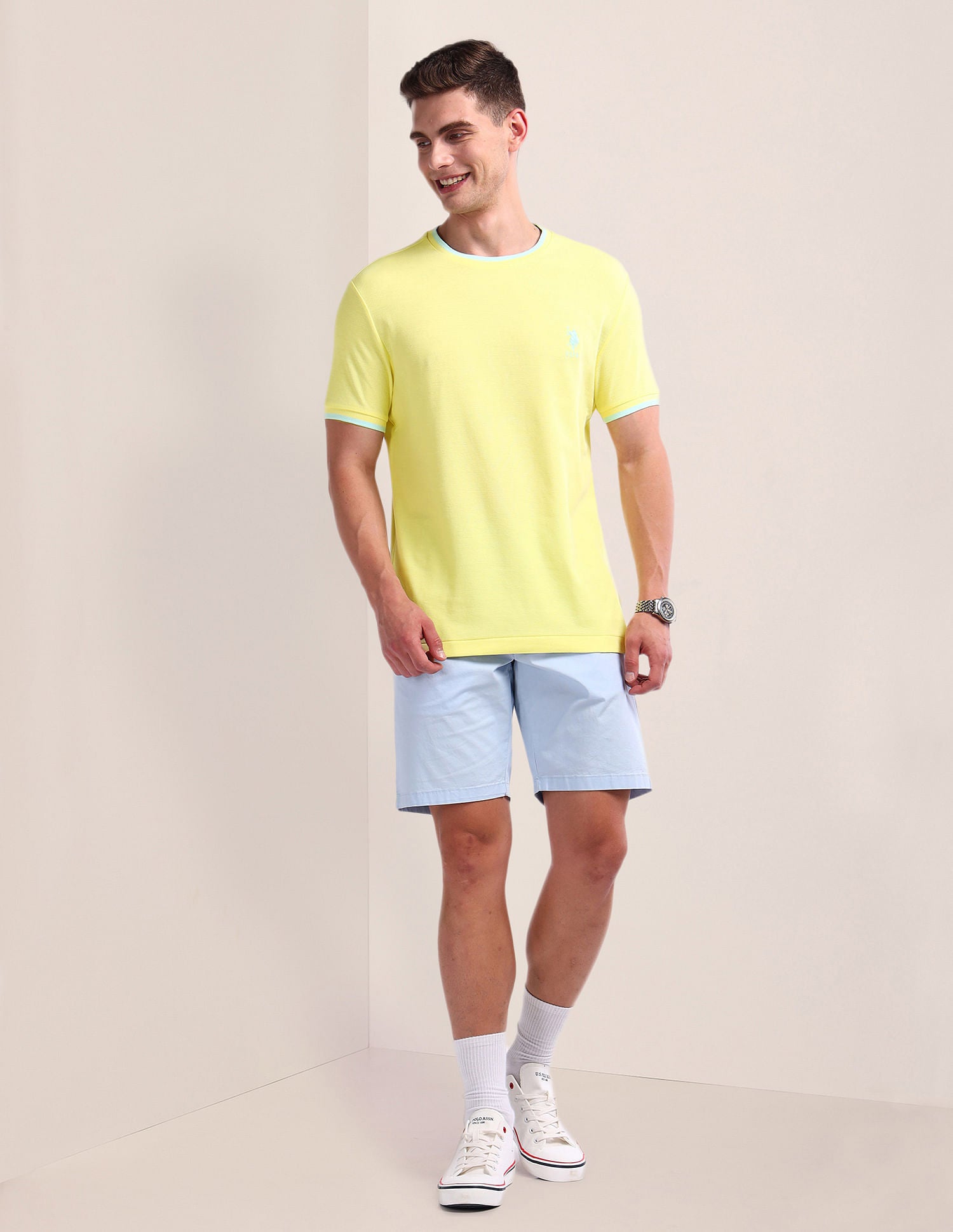 Solid Slim Fit T-Shirt Yellow - U.S. Polo Assn. India | Large