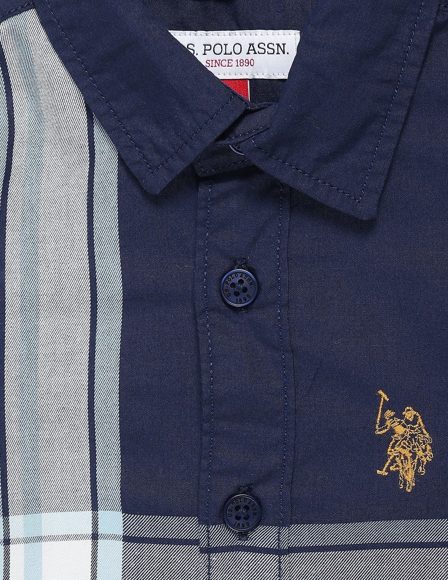 Boys Cotton Stripe Shirt Navy - U.S. Polo Assn. India | Large