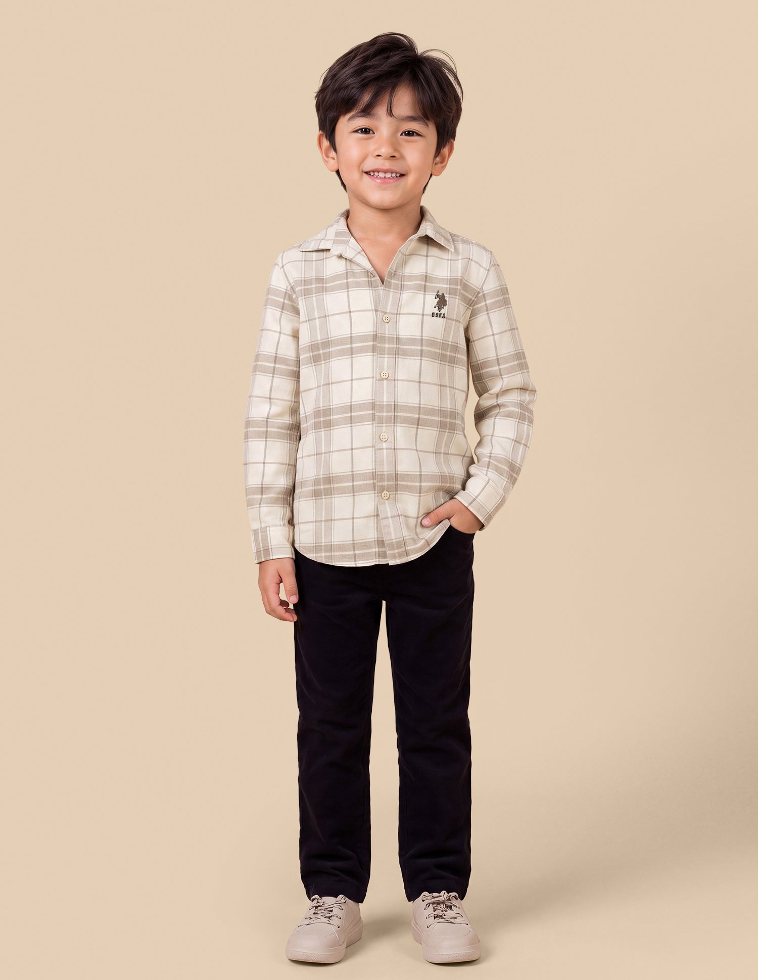Plaid Checked Corduroy Shirt Beige - U.S. Polo Assn. India | Large