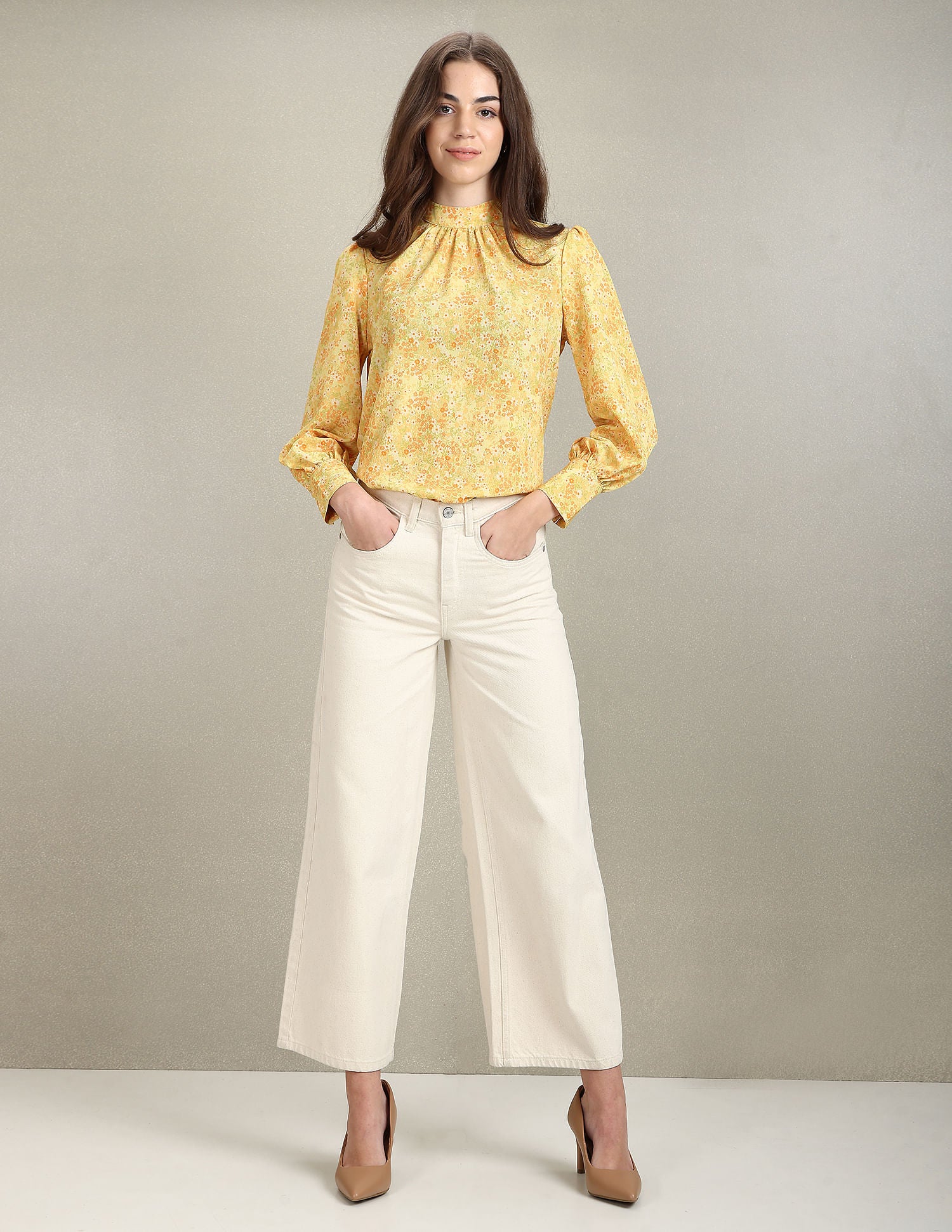 Long Sleeve Floral Top Mustard - U.S. POLO ASSN. | Large