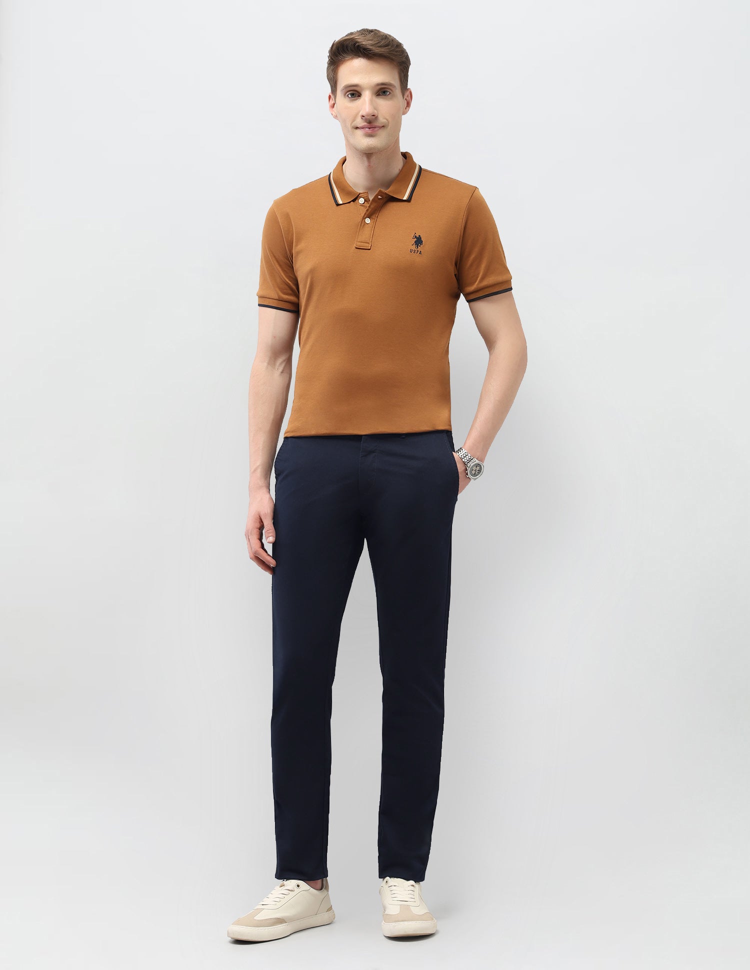 Austin Slim Fit Satin Trousers Navy - U.S. Polo Assn. India | Large