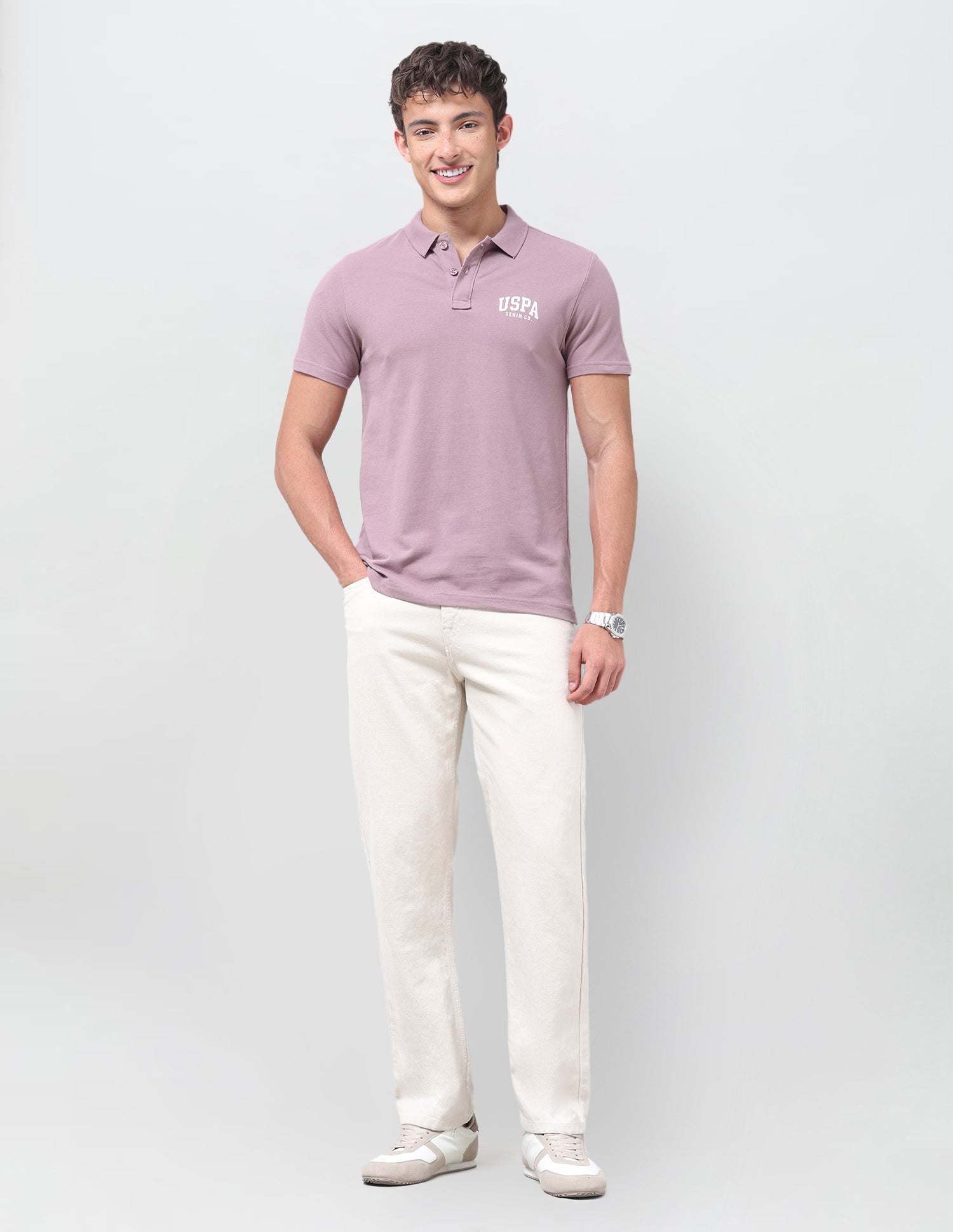 Solid Slim Fit Polo Shirt Dark Pink - U.S. Polo Assn. India | Large