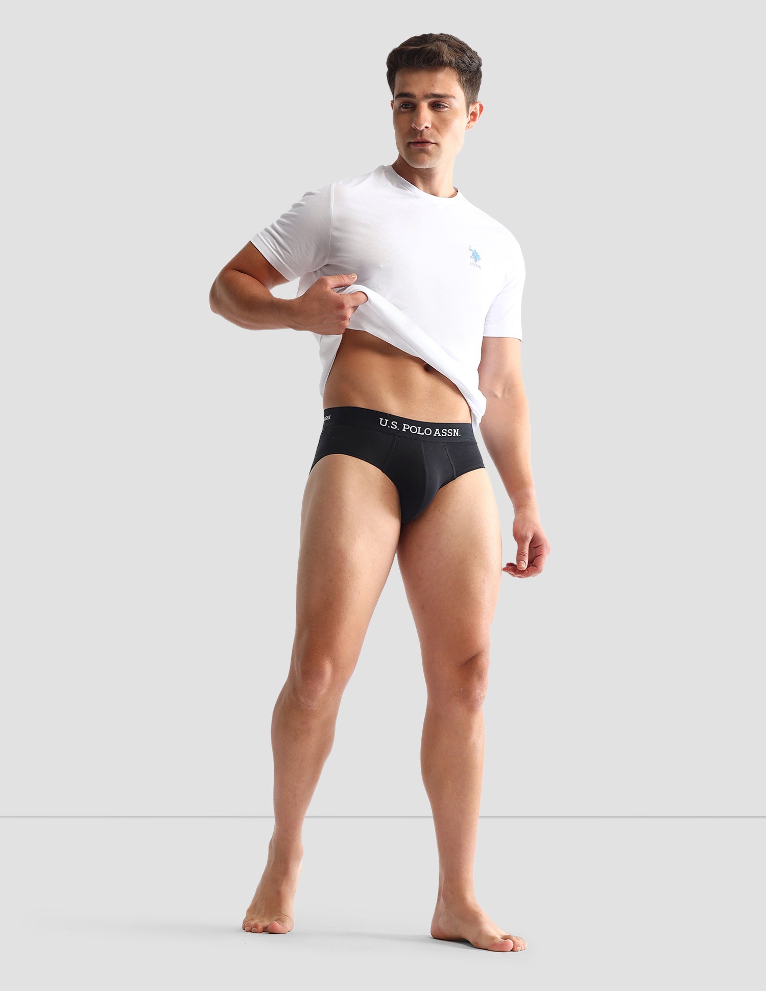 Anti Microbial Solid OEB13 Briefs - Pack Of 3 Black, Rust and Grey Melange - U.S. POLO ASSN. | Large