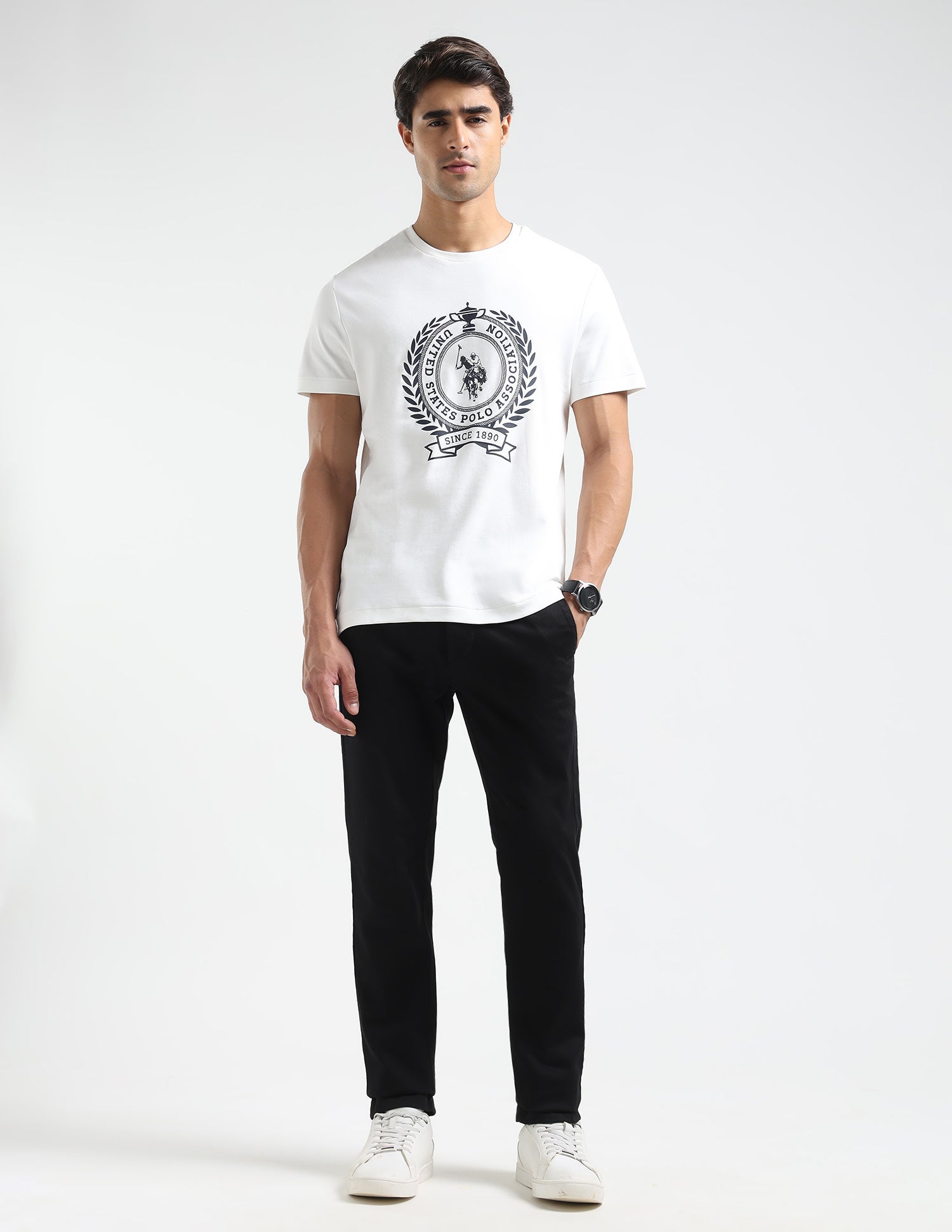 Brand Printed Regular Fit T Shirt Off White - U.S. POLO ASSN. | Large