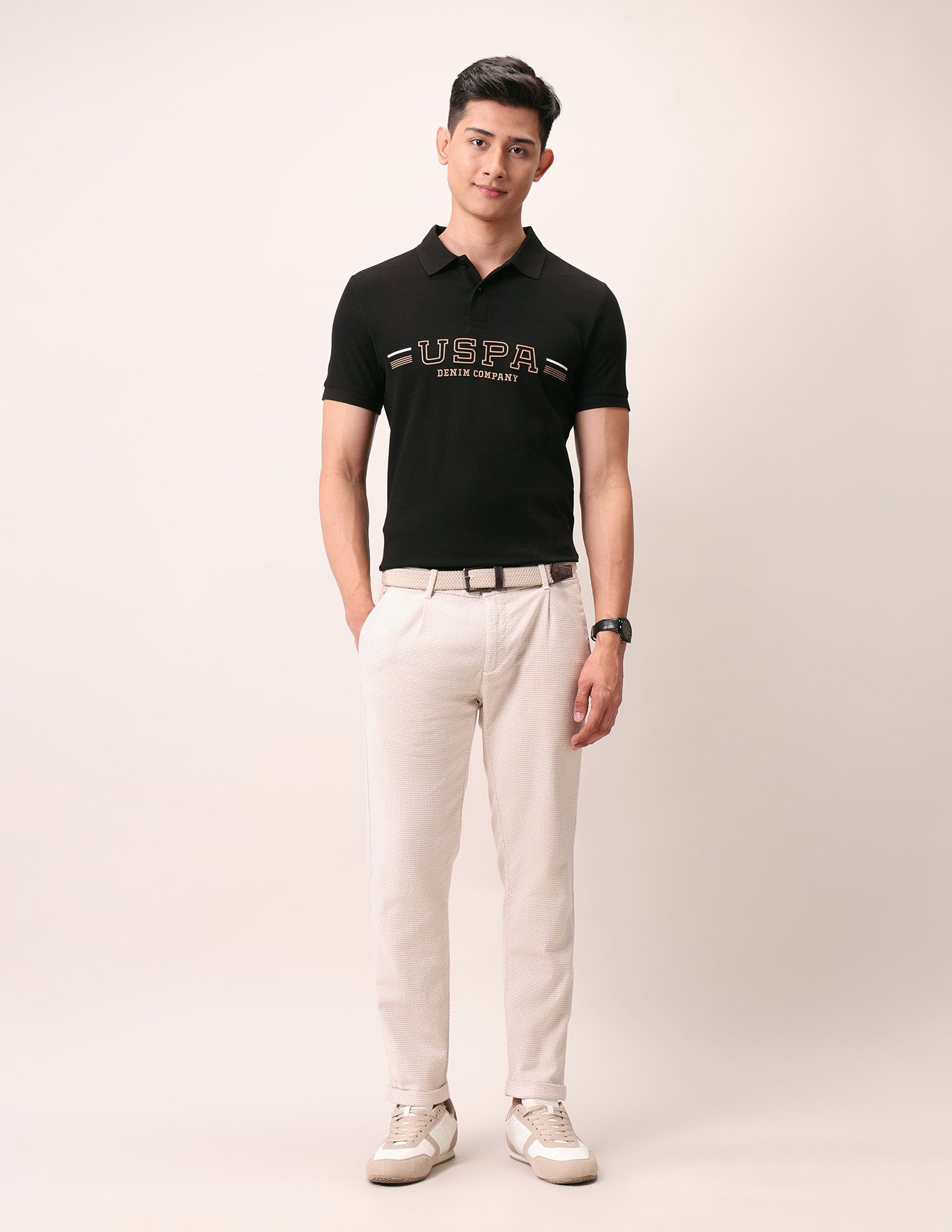 Brand Embossed Muscle Fit Polo Shirt Black - U.S. Polo Assn. India | Large