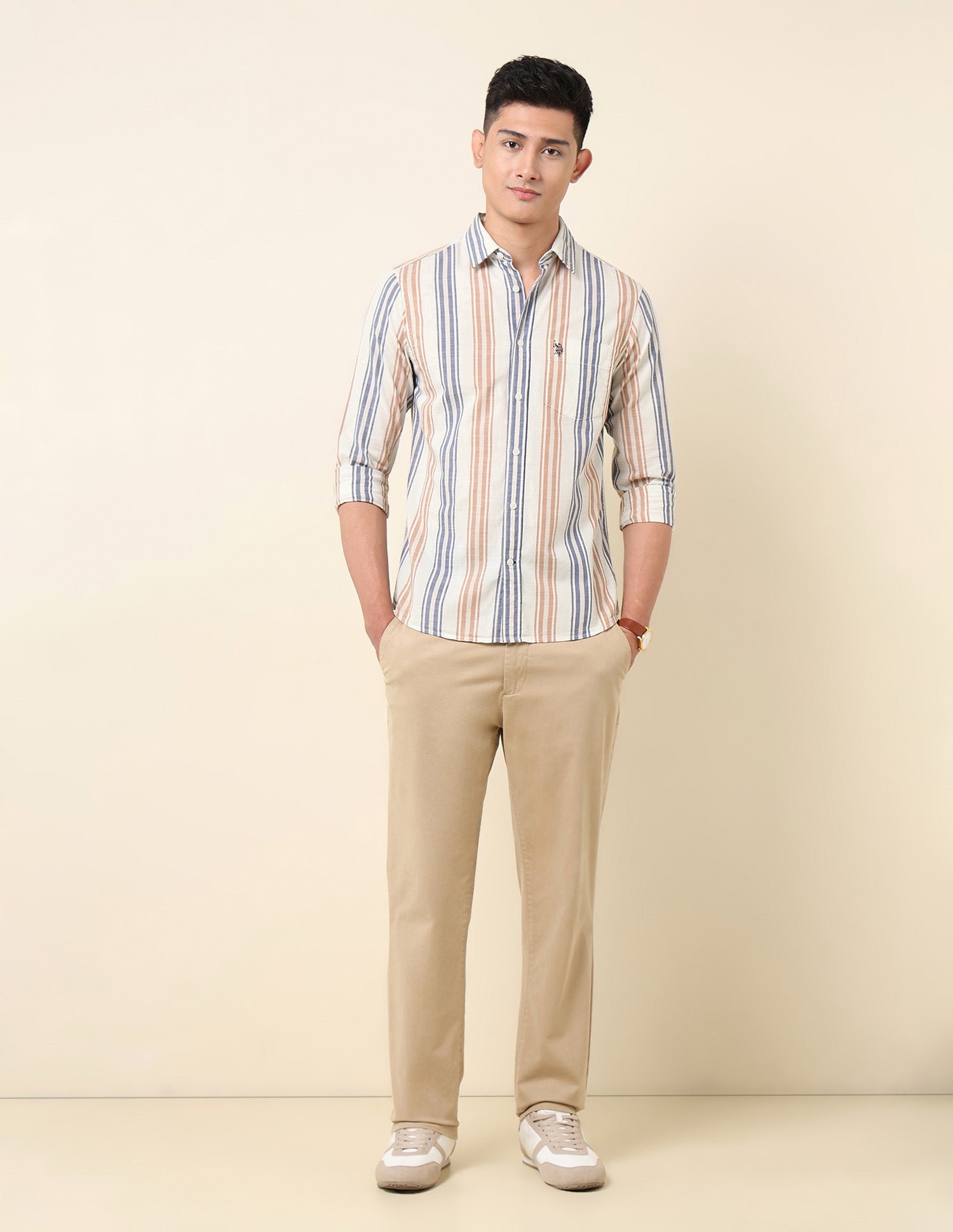 Vertical Striped Pure Cotton Shirt Navy - U.S. Polo Assn. India | Large