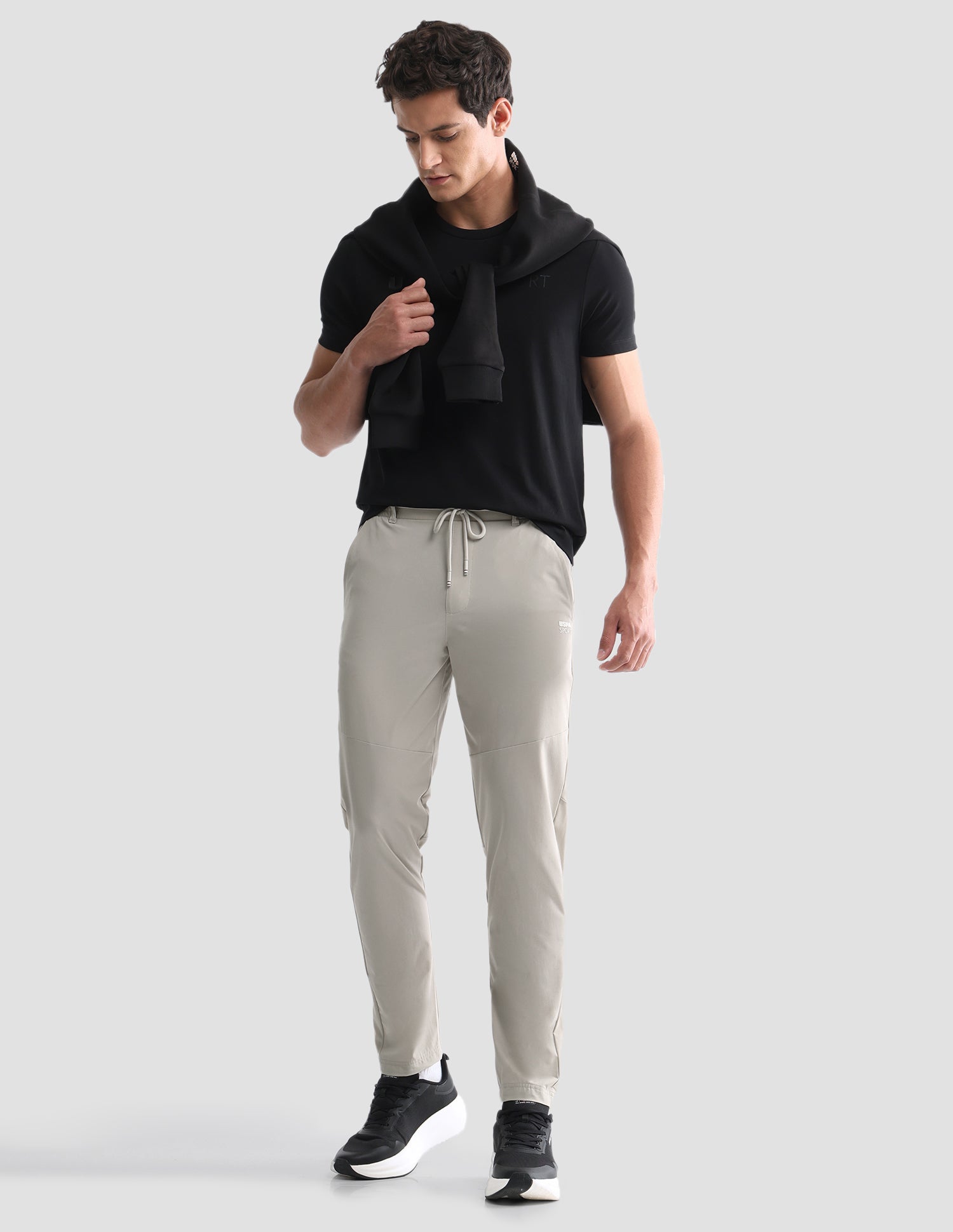 Mid Rise Regular Fit Active Track Pants Beige - U.S. Polo Assn. India | Large