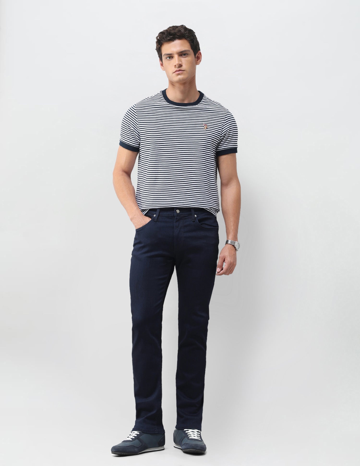 Brandon Slim Tapered Fit Blue Jeans Blue - U.S. Polo Assn. India | Large
