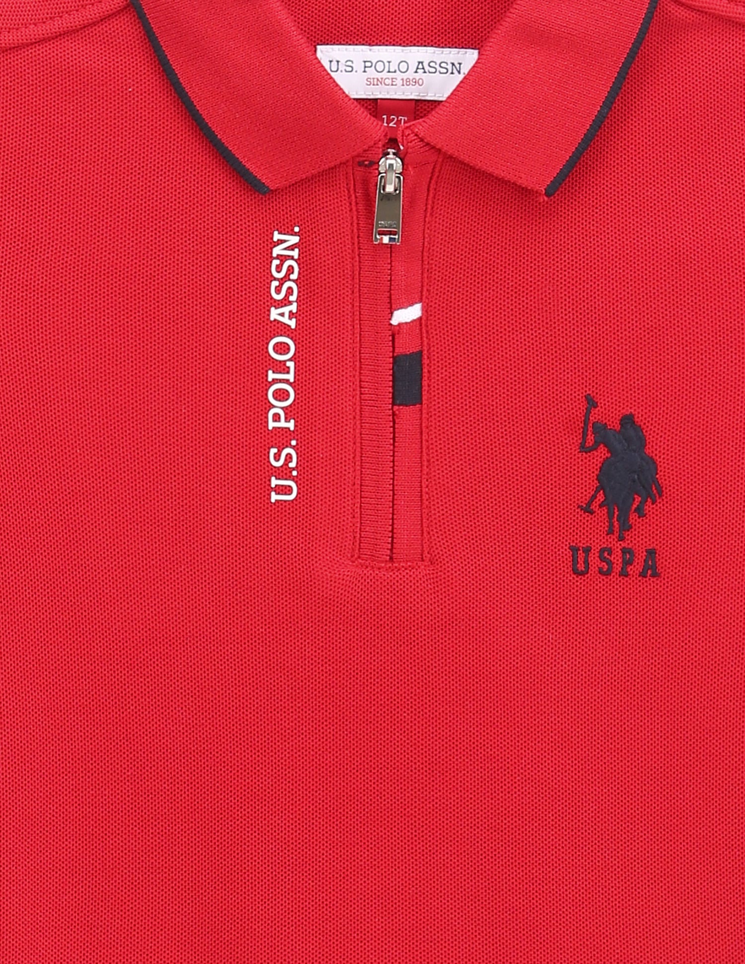 Boys Logo Zipper Polo Shirt Red - U.S. POLO ASSN. | Large