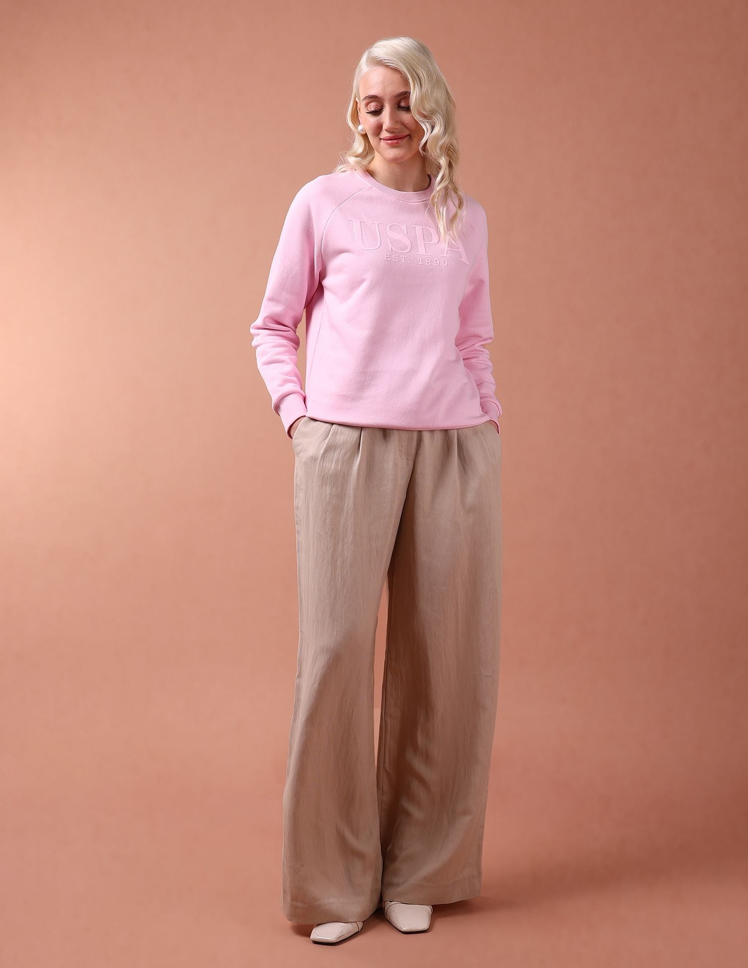 HD Print Raglan Sleeve Sweatshirt Light Pink - U.S. POLO ASSN. | Large