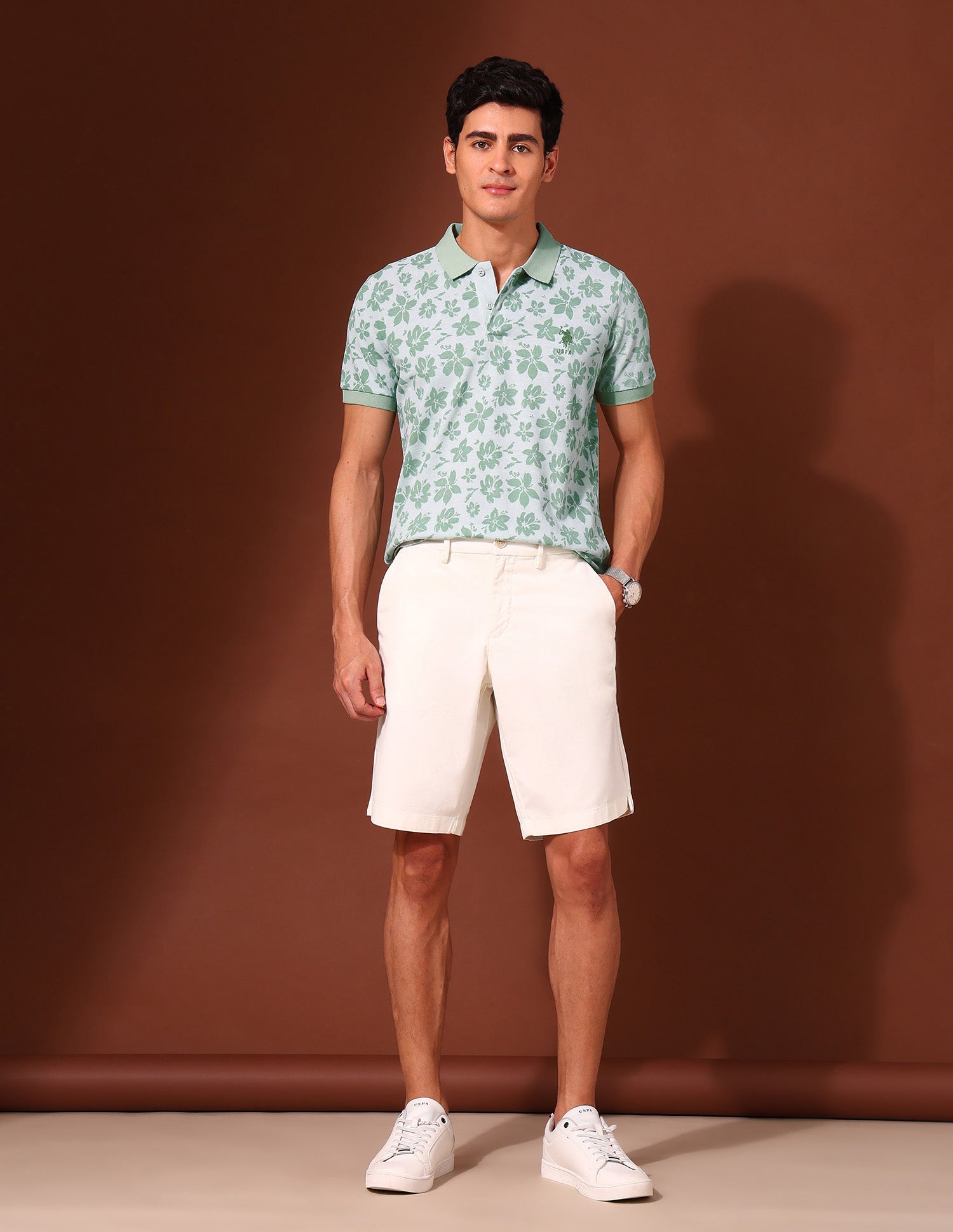 Floral Printed Work and Wander Polo Shirt Aqua - U.S. Polo Assn. India | Large