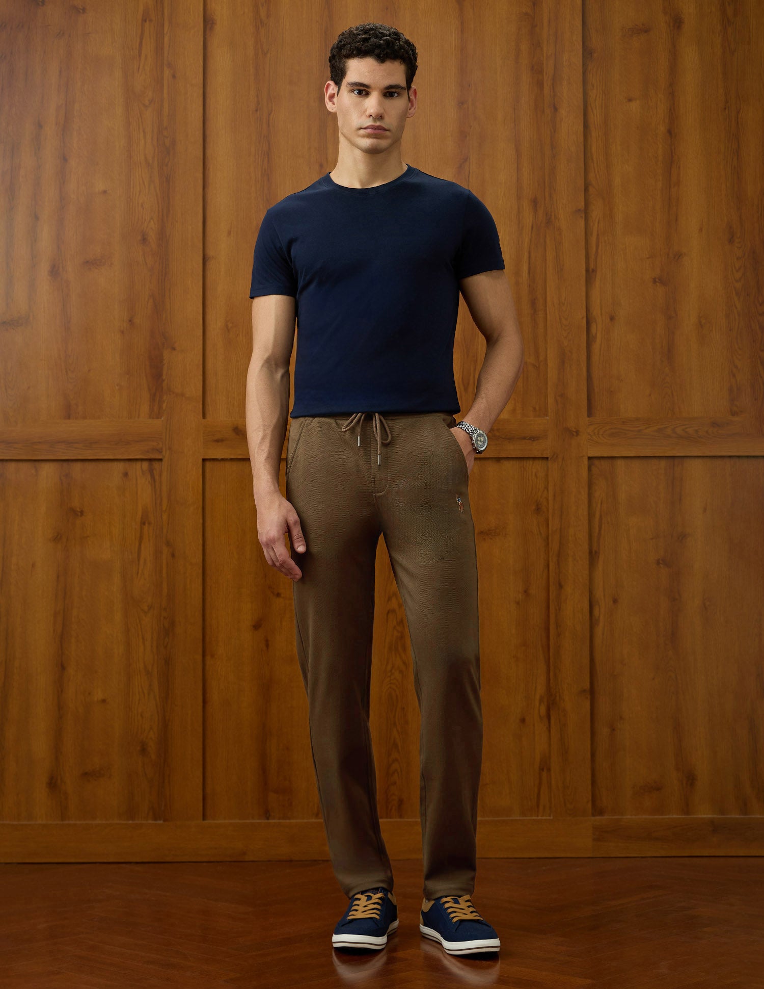 Textured Equestrian Aisle Theater Track Pants Dark Brown - U.S. POLO ASSN. | Large