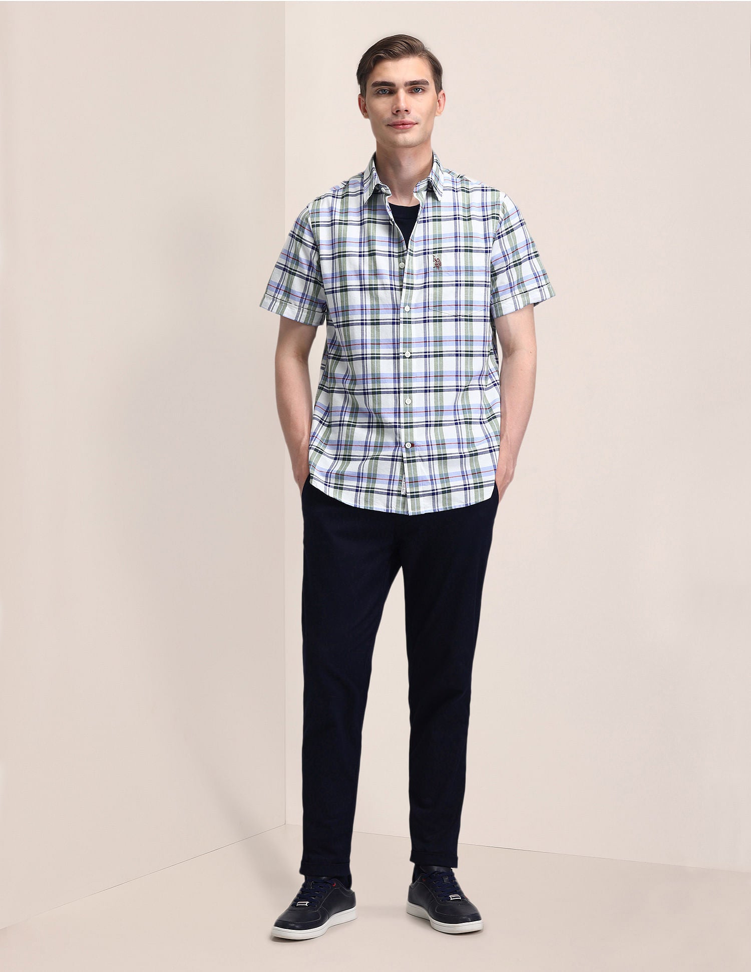 Tailored Fit Checked Shirt Green - U.S. POLO ASSN. | Large