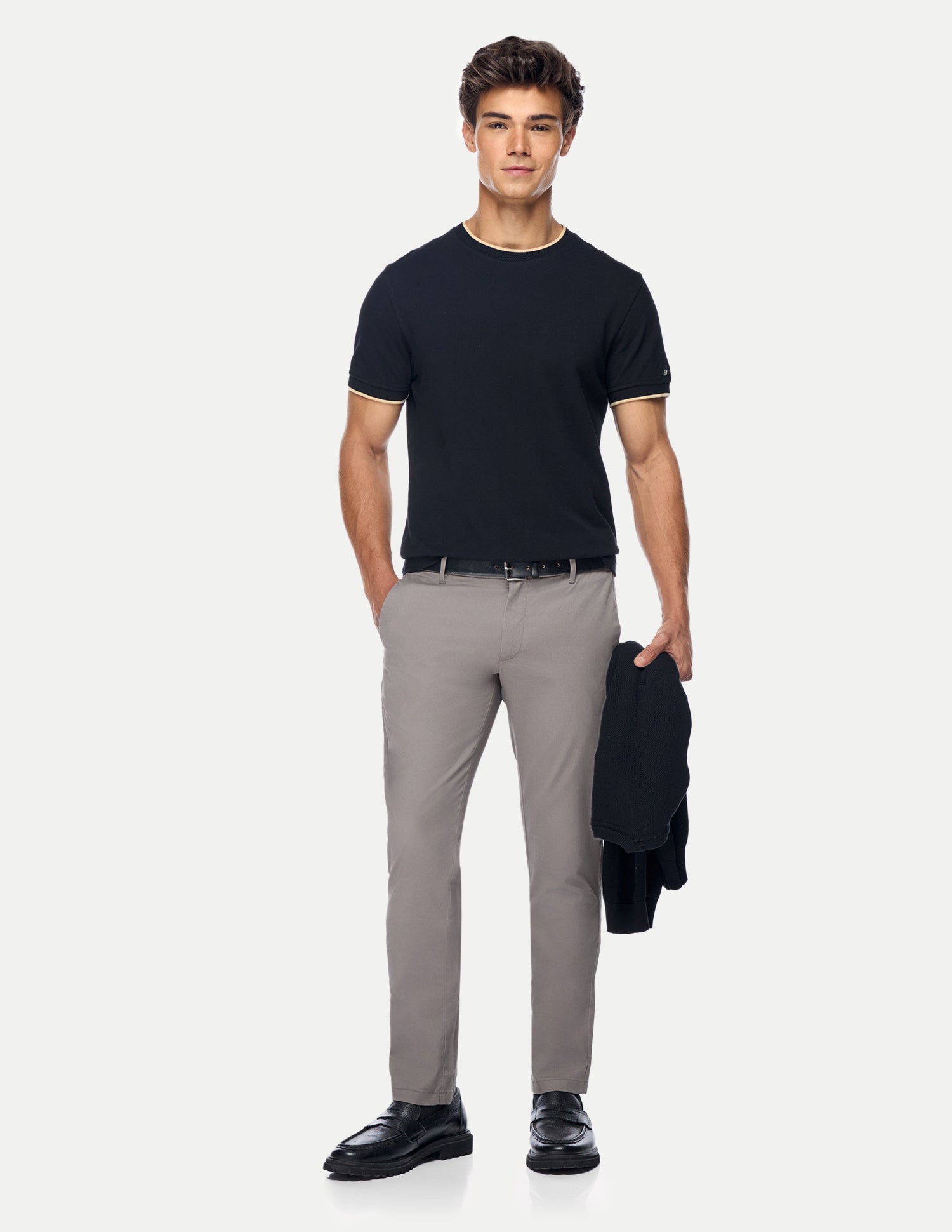 Denver Slim Fit Twill Trousers Taupe Grey - U.S. Polo Assn. India | Large