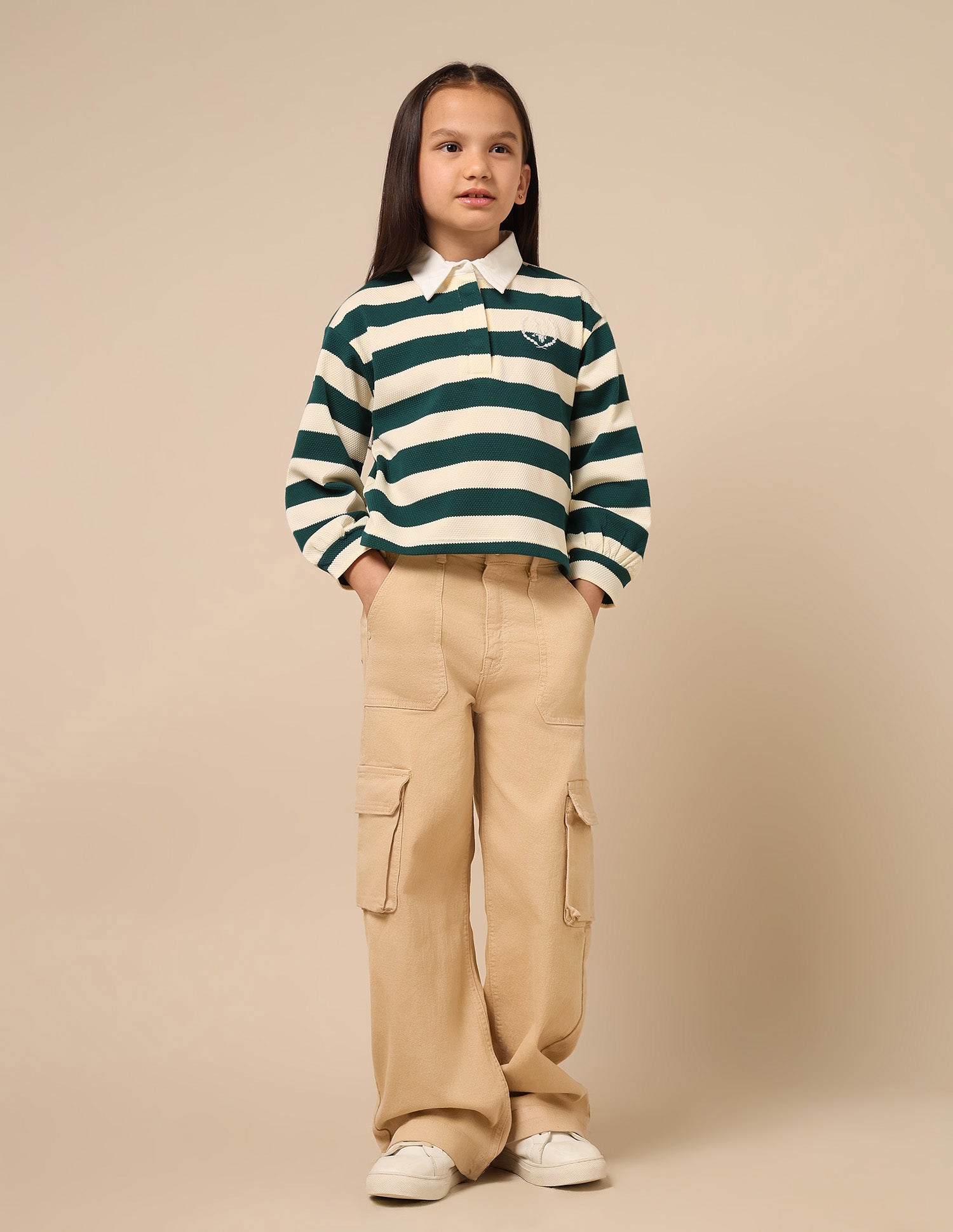 Girls Horizontal Striped Patterned Knit Top Green - U.S. POLO ASSN. | Large