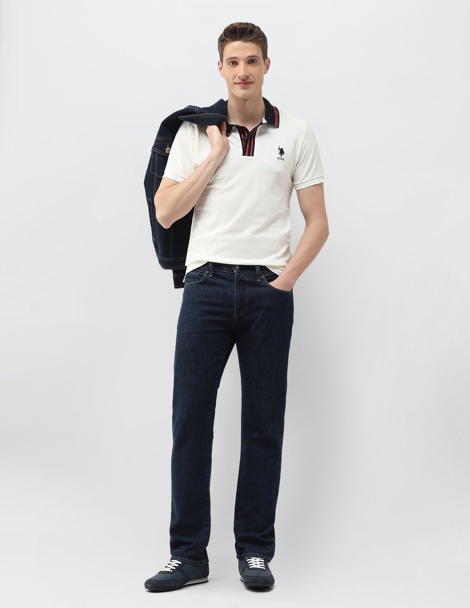 Solid Slim Fit Polo Shirt Off White - U.S. Polo Assn. India | Large