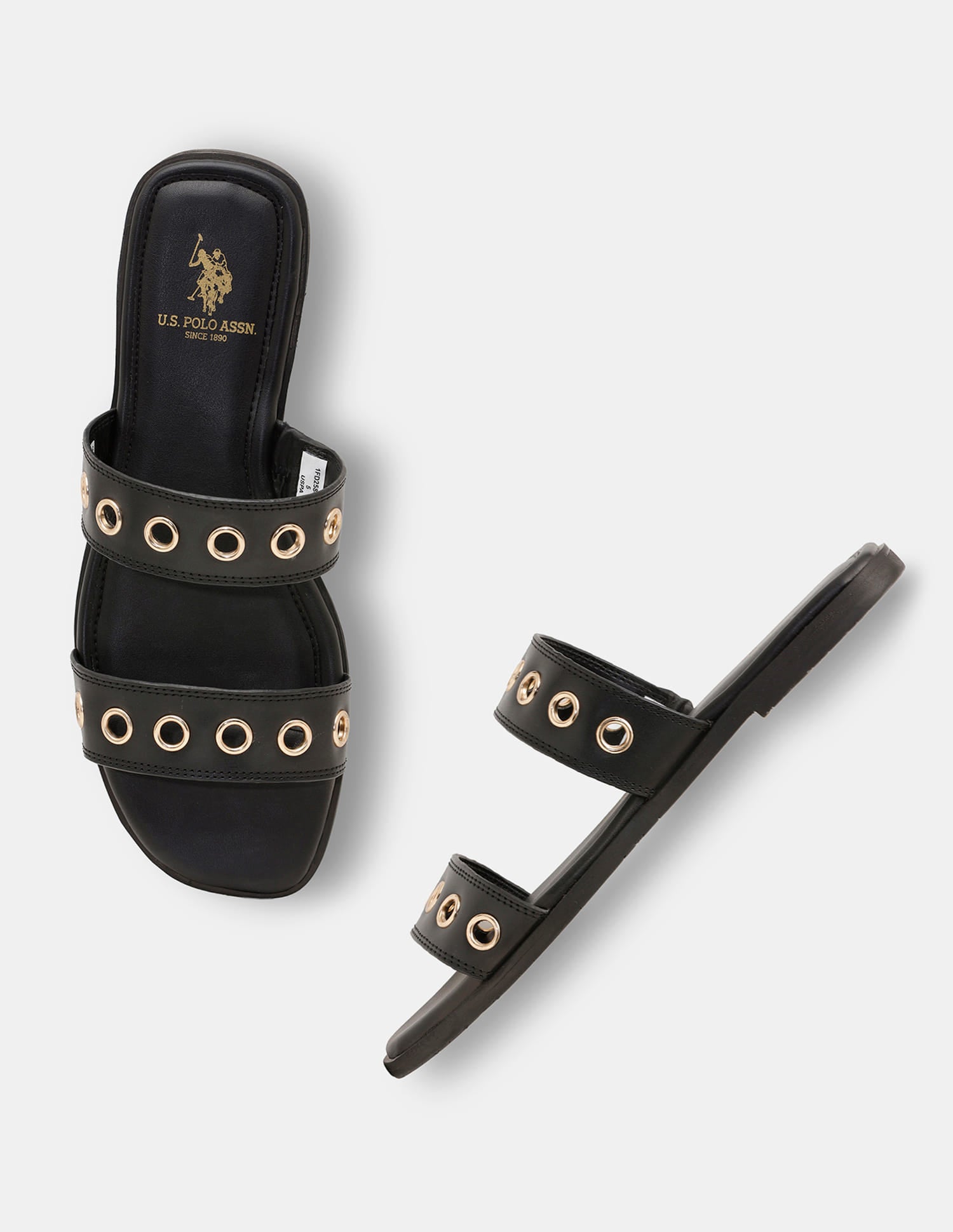 Women Naye Open Toe Eyelet Sandals Black - U.S. Polo Assn. India | Large