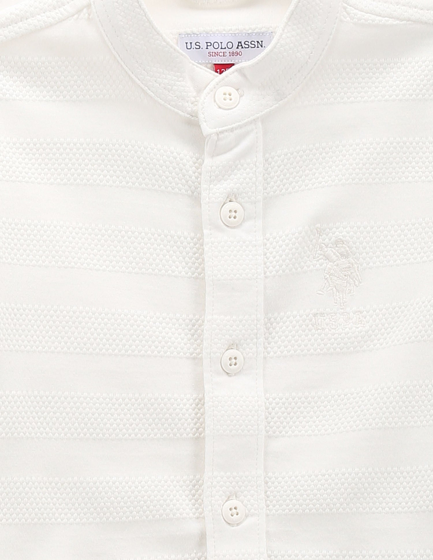 Boys Horizontal Stripe Knit Shirt Off White - U.S. POLO ASSN. | Large