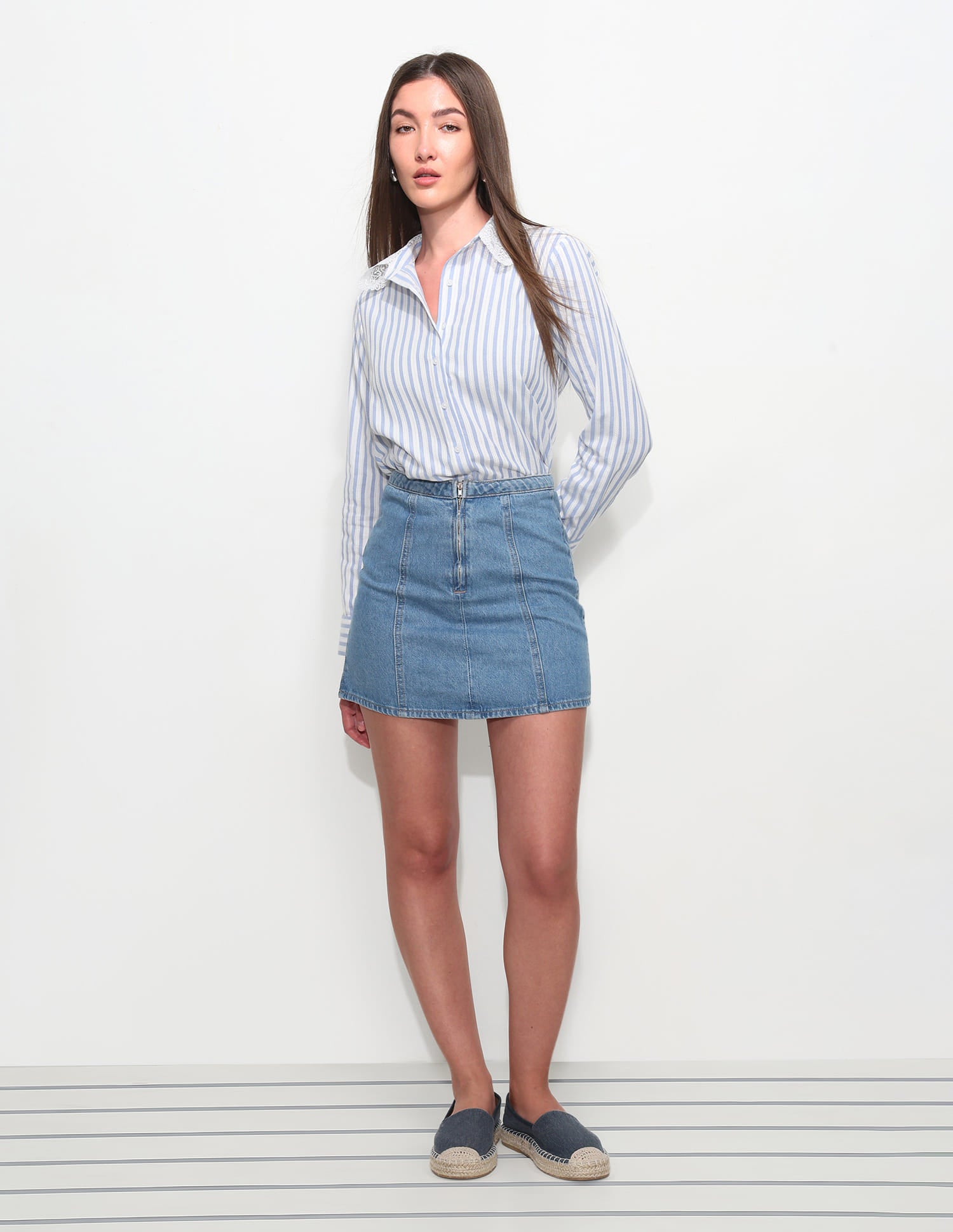 Vertical Striped Textured Shirt Blue - U.S. Polo Assn. India | Large