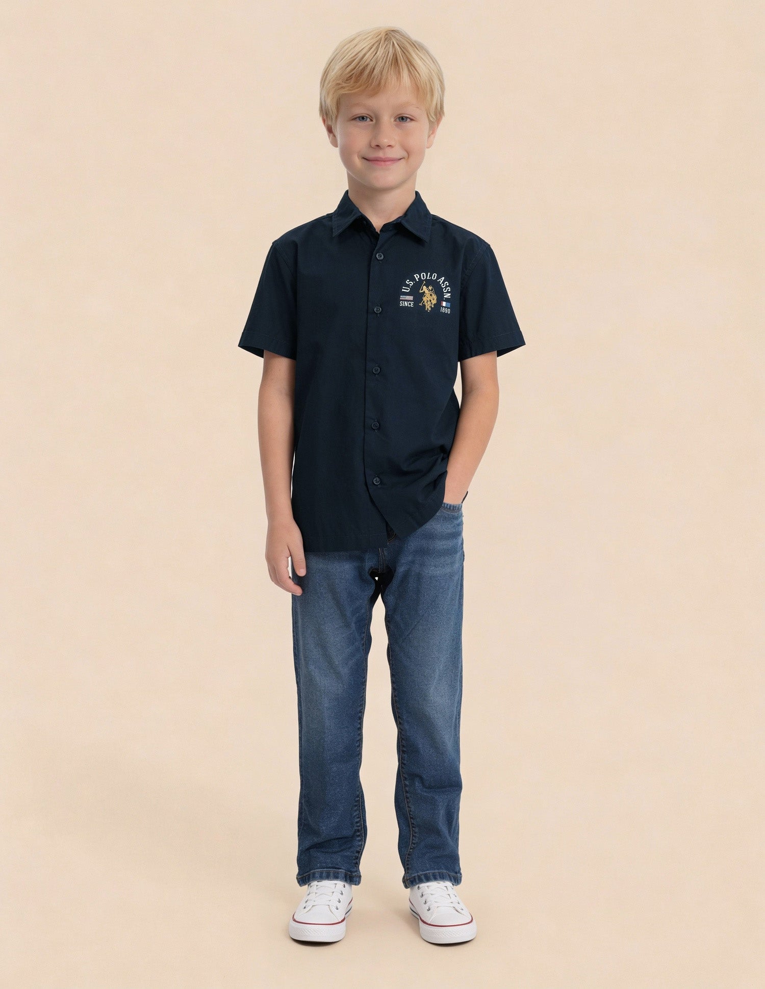 Graphic Brand Printed Regular Fit Shirt Navy - U.S. Polo Assn. India | Large