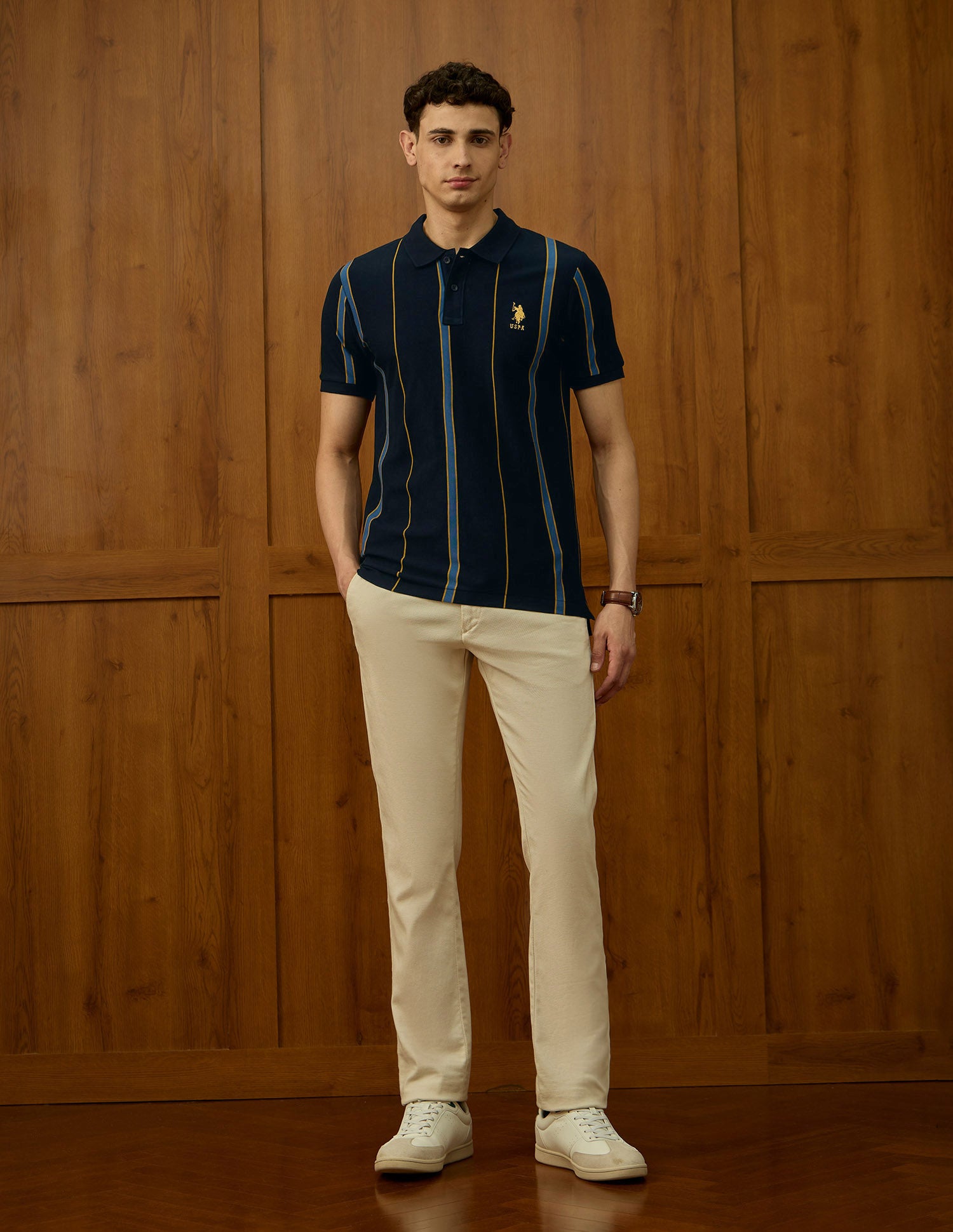 Vertical Striped Varsity Theatre Polo Shirt Navy - U.S. POLO ASSN. | Large