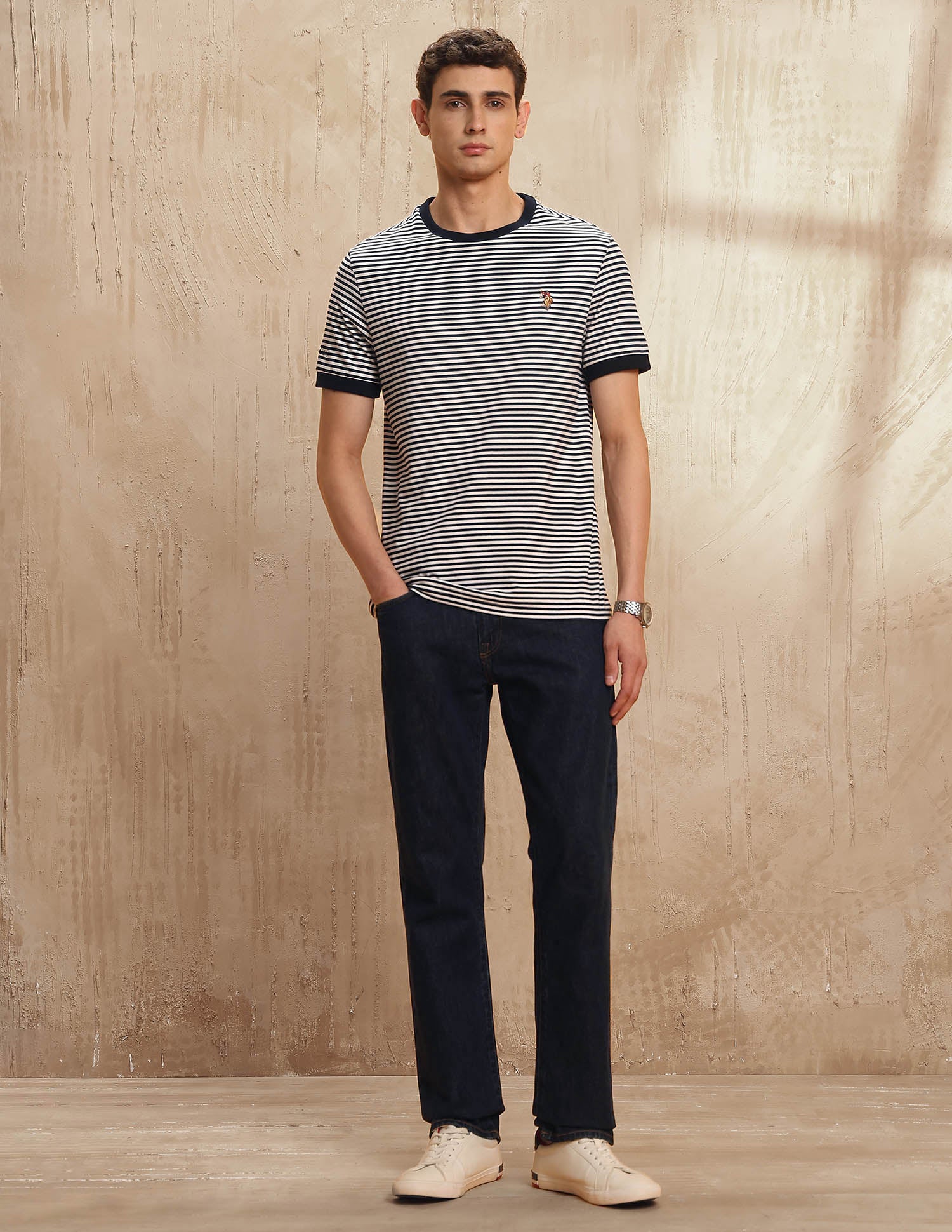 Horizontal Striped Legend Of Horseshoe T-Shirt Navy - U.S. POLO ASSN. | Large