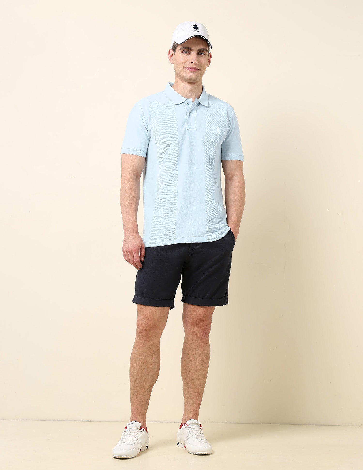 Textured Classic Polo Shirt Light Blue - U.S. Polo Assn. India | Large