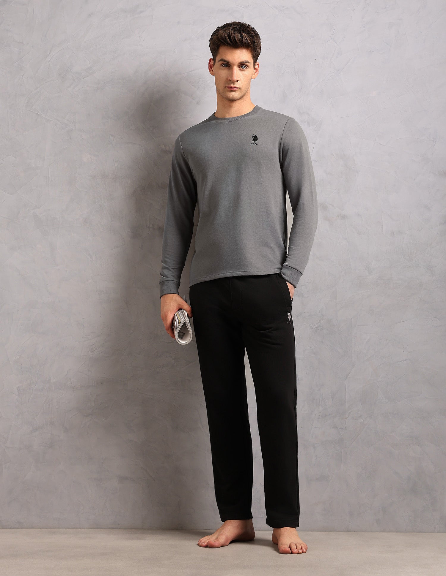 Comfort Fit Solid OEE14 Lounge T-Shirt - Pack Of 1 Grey - U.S. POLO ASSN. | Large