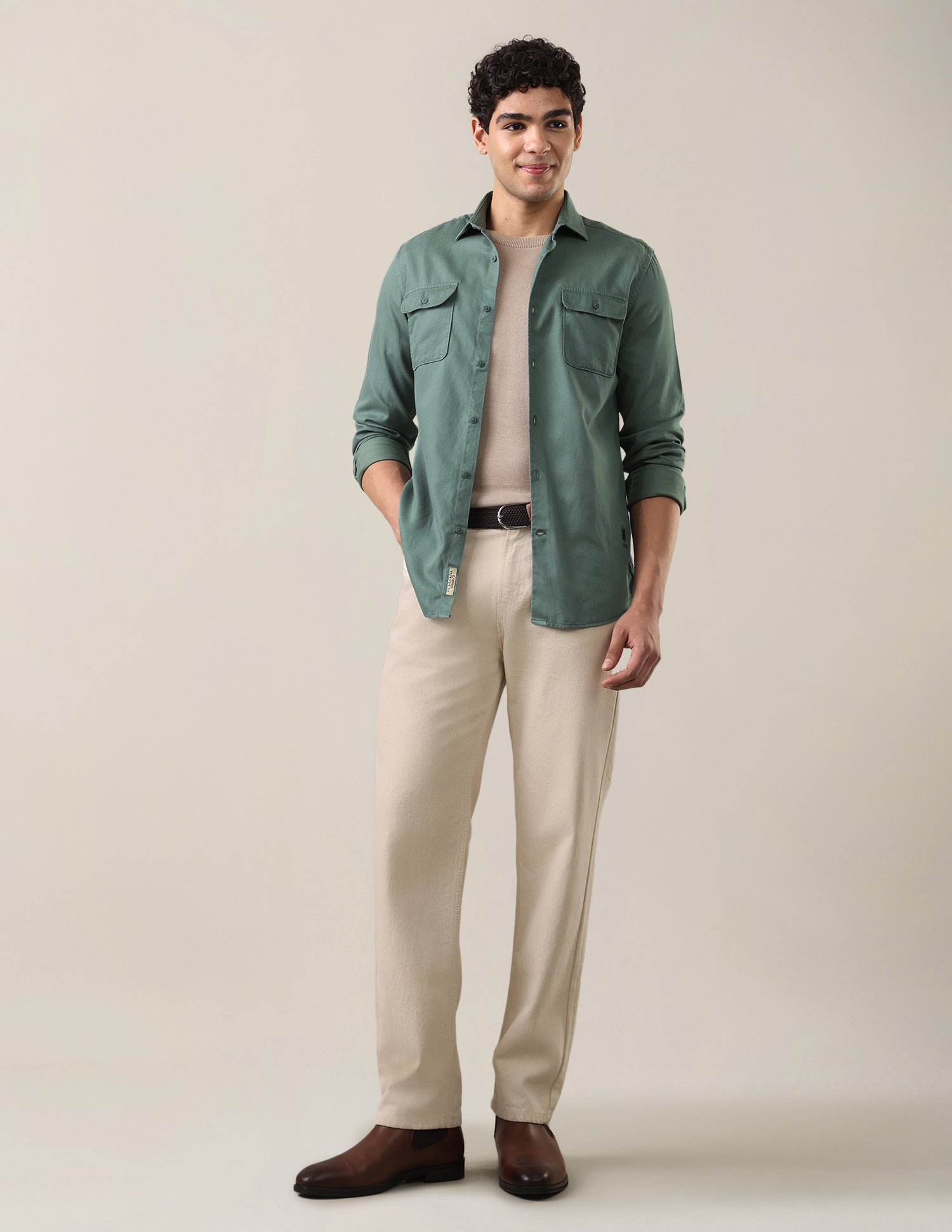 Solid Regular Fit Shirt Green - U.S. Polo Assn. India | Large