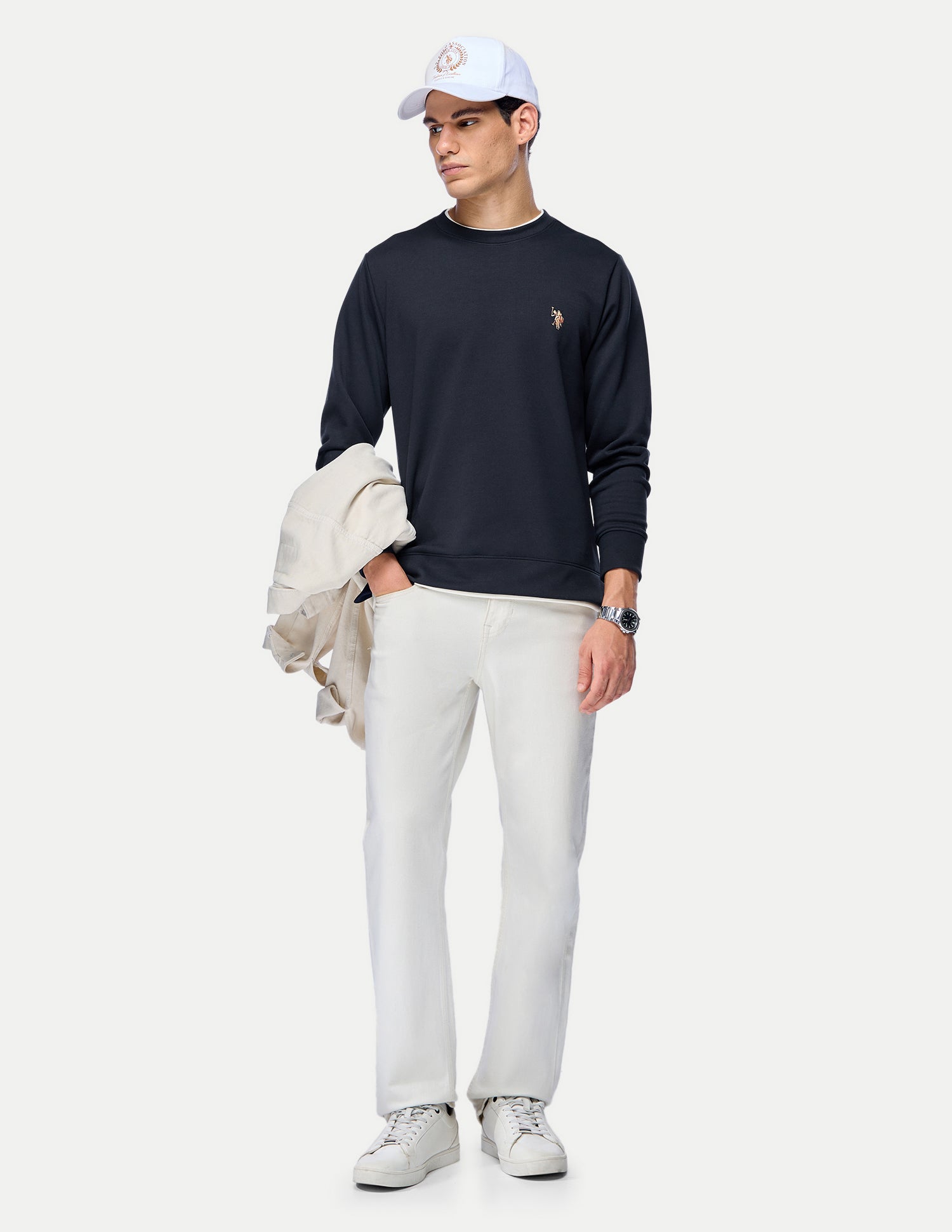 Solid Regular Fit Sweatshirt Navy - U.S. Polo Assn. India | Large