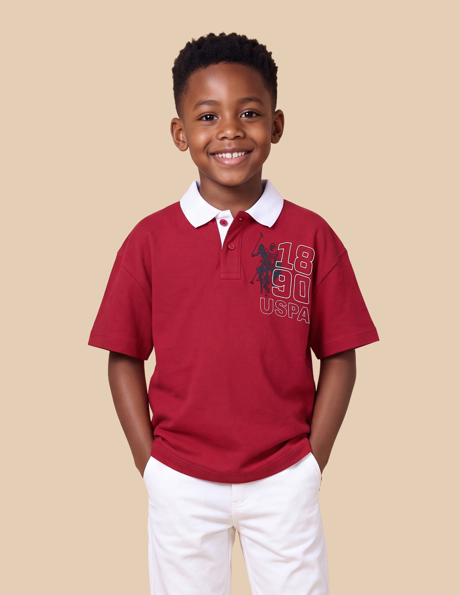 Solid Oversized Fit Polo Shirt Red - U.S. Polo Assn. India | Large