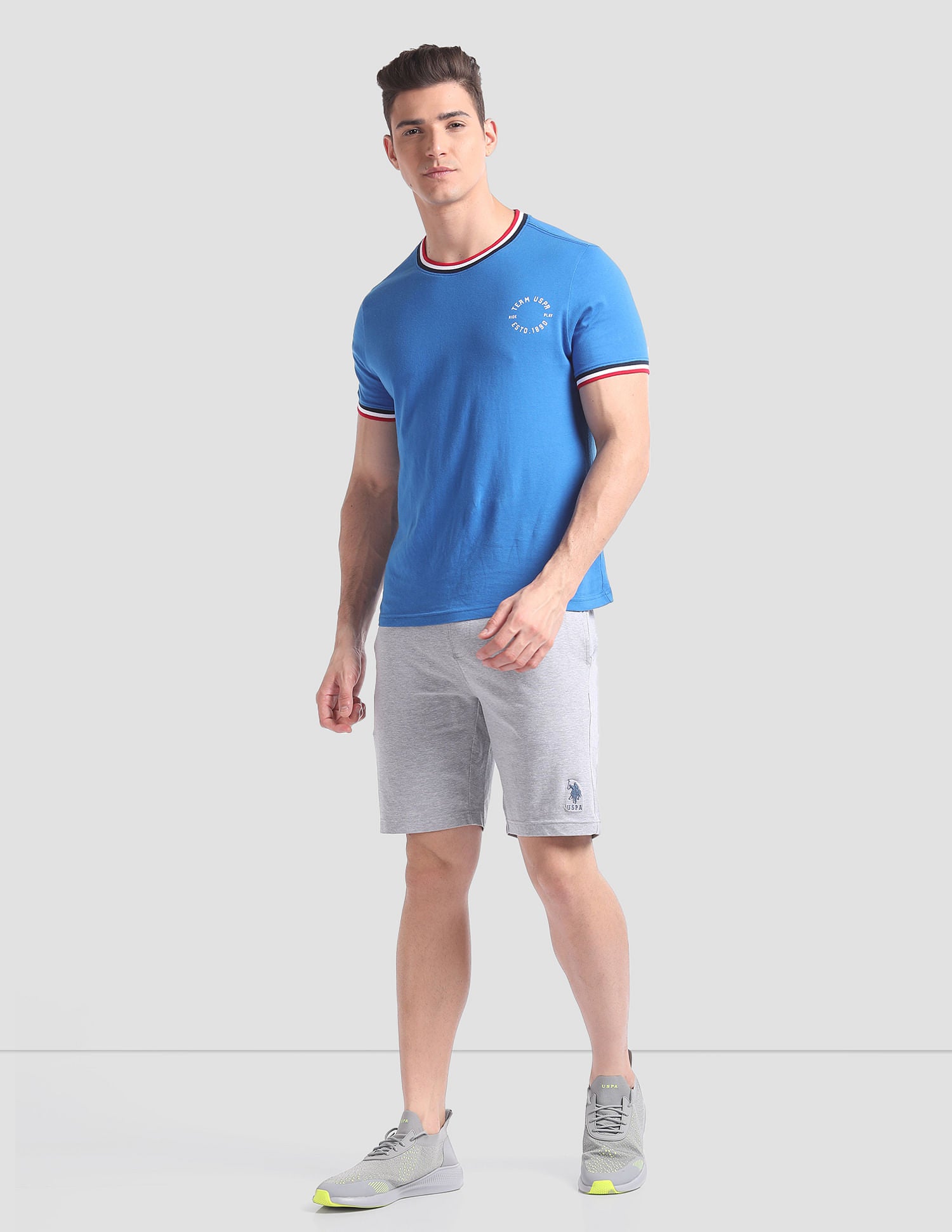 Cotton Stretch OES01 Lounge Shorts - Pack Of 1 Light Grey - U.S. POLO ASSN. | Large