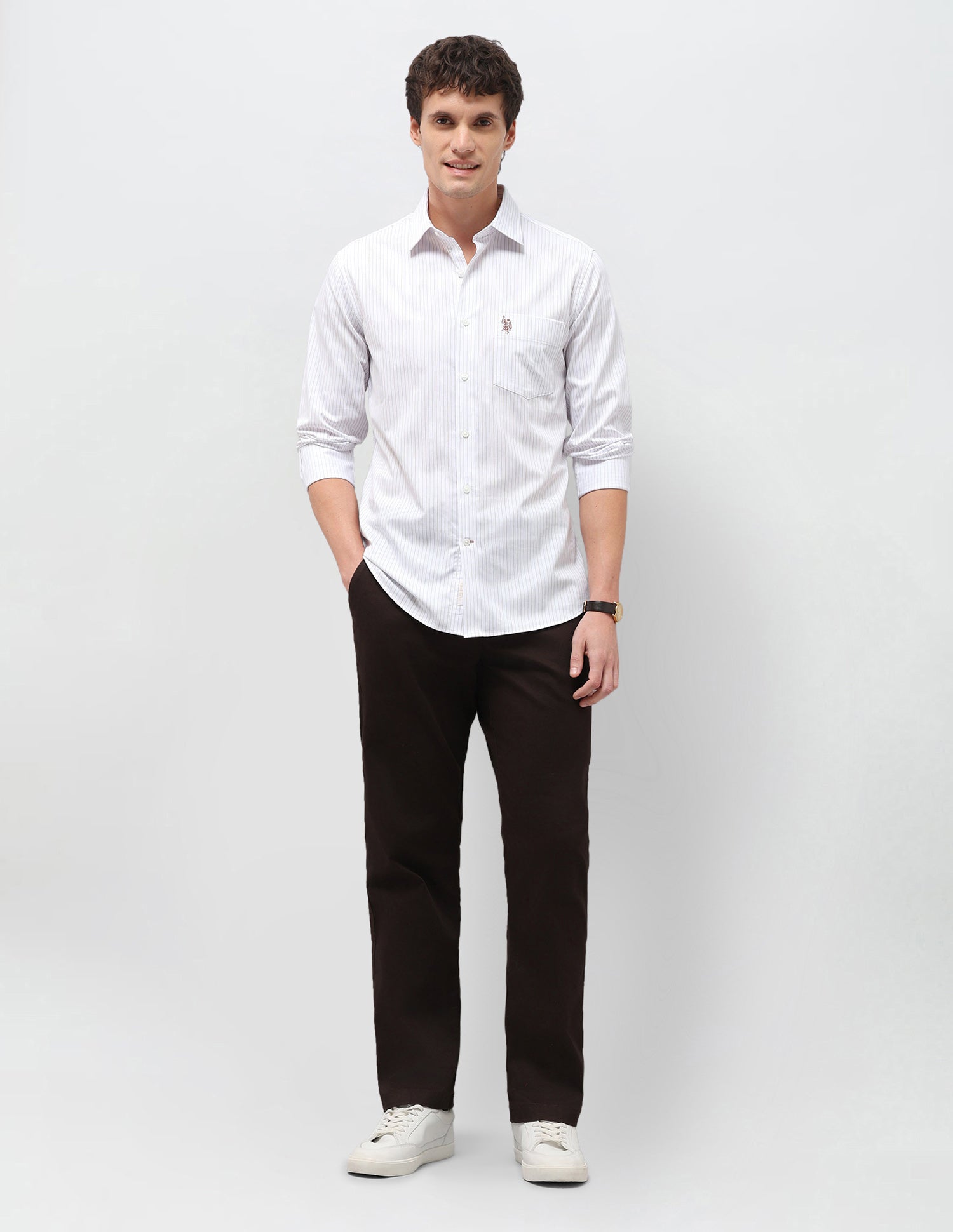 Vertical Striped Dobby Shirt Grey - U.S. Polo Assn. India | Large