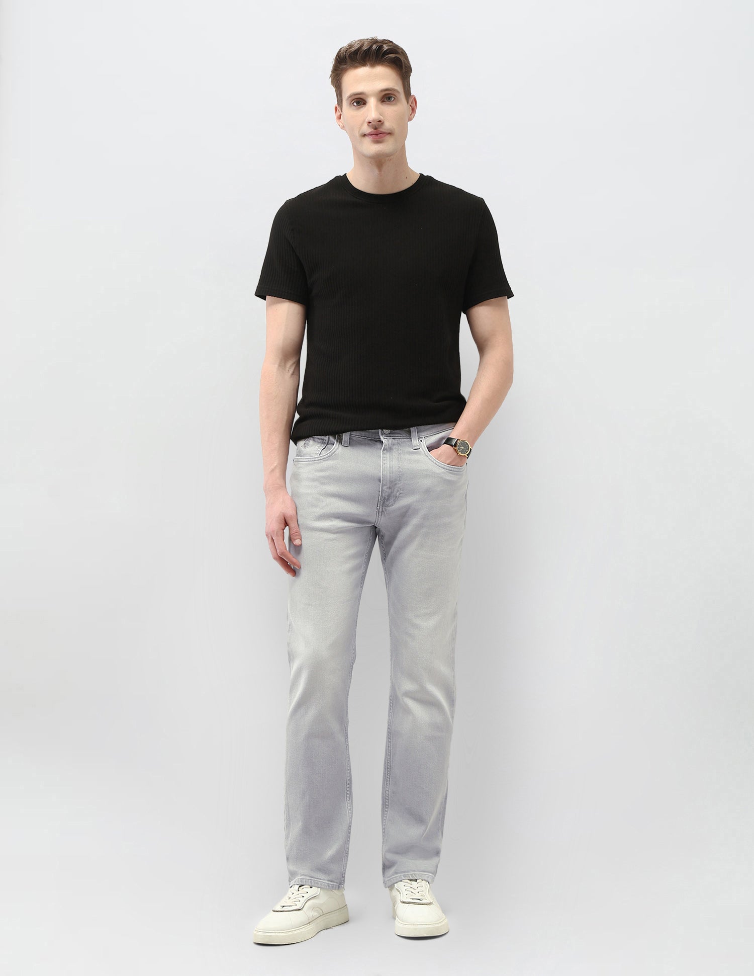 Harold Slim Straight Fit Light Washed Jeans Washed Grey - U.S. Polo Assn. India | Large