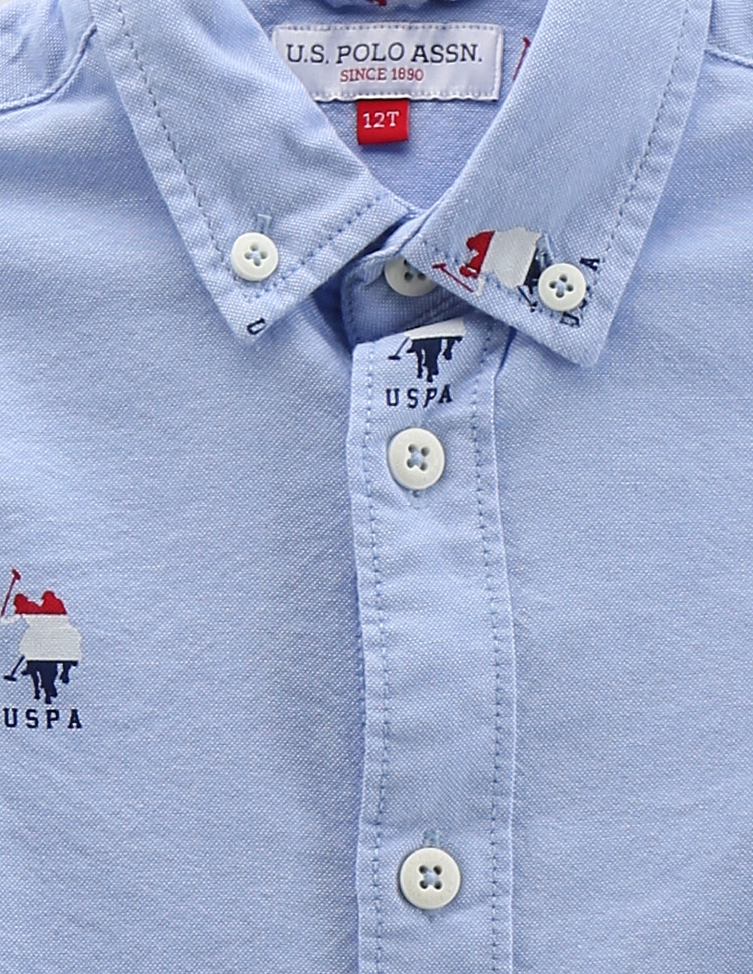 Boys Brand Print Oxford Shirt Light Blue - U.S. POLO ASSN. | Large