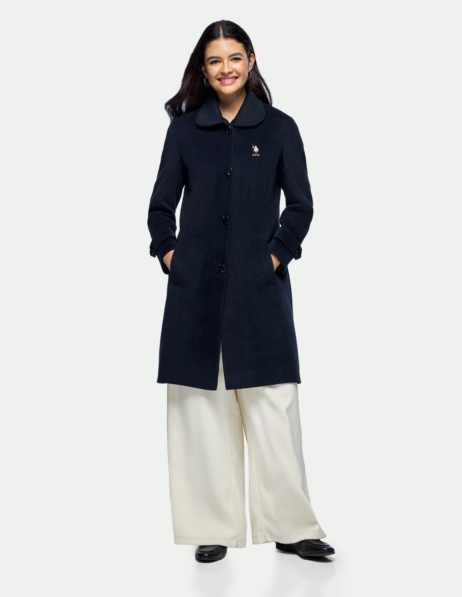 Longline Regular Fit Coat Navy - U.S. Polo Assn. India | Large