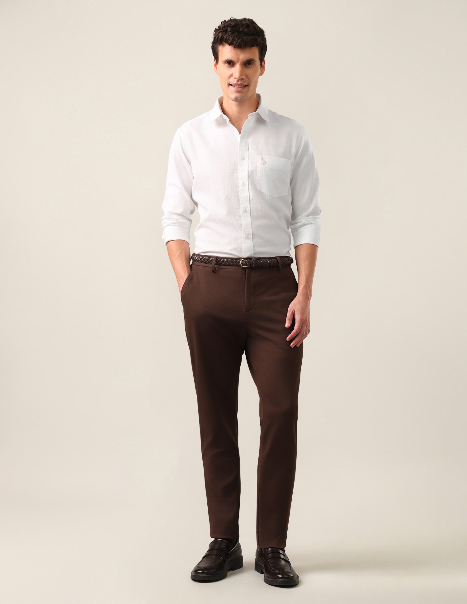 Tailored Fit Solid Shirt White - U.S. Polo Assn. India | Large