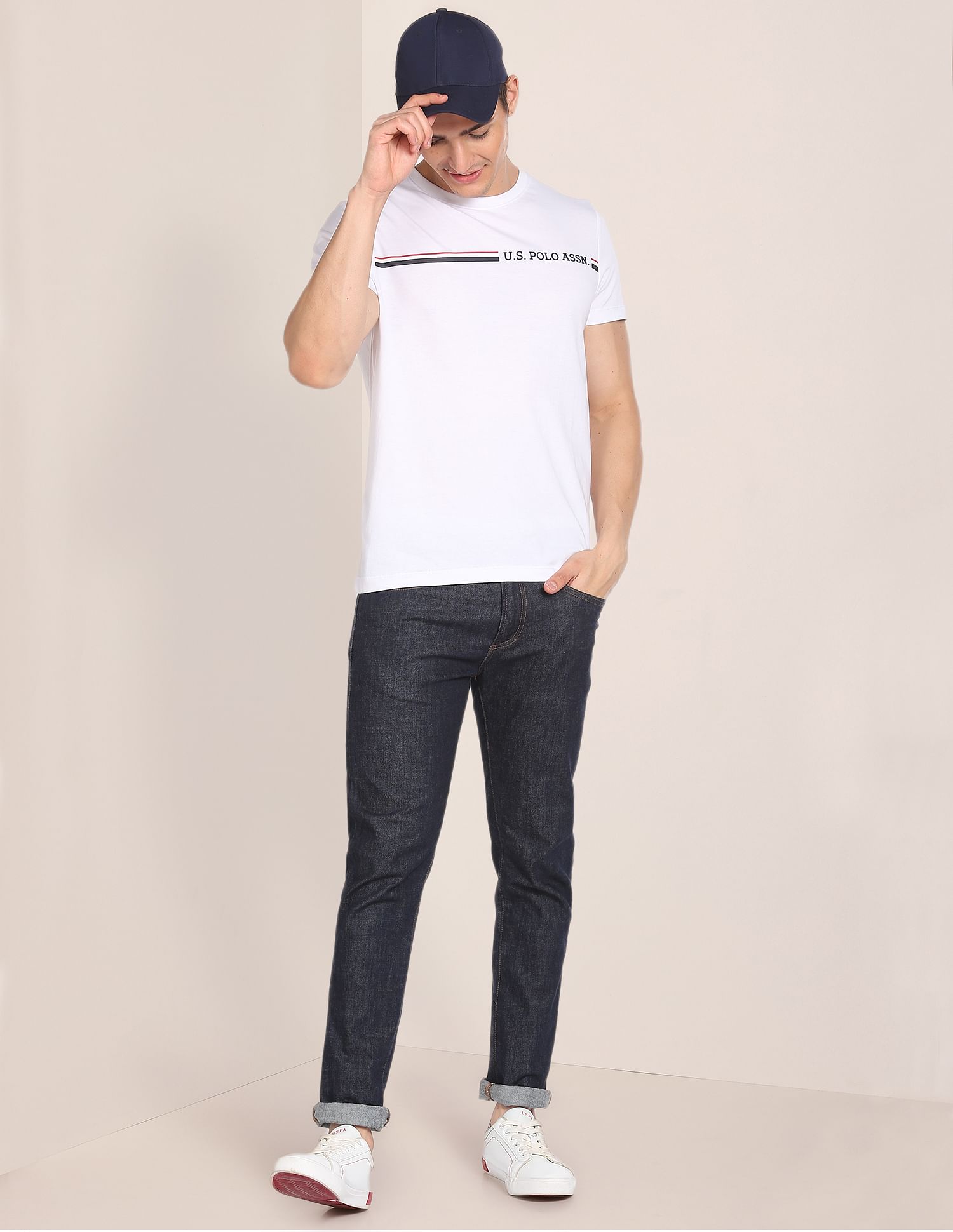 Crew Neck Brand Print T-Shirt White - U.S. POLO ASSN. | Large