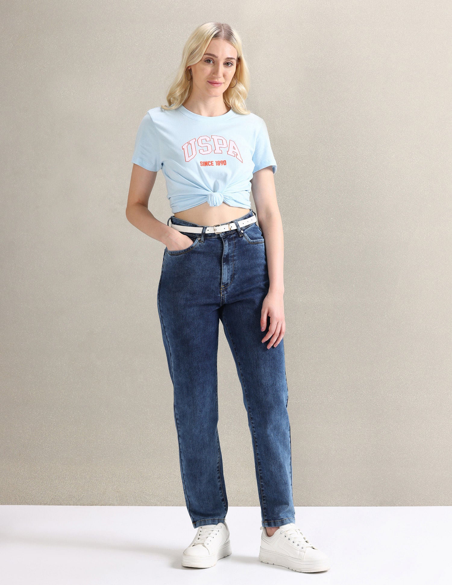 Mom Fit Blue Jeans Blue - U.S. POLO ASSN. | Large