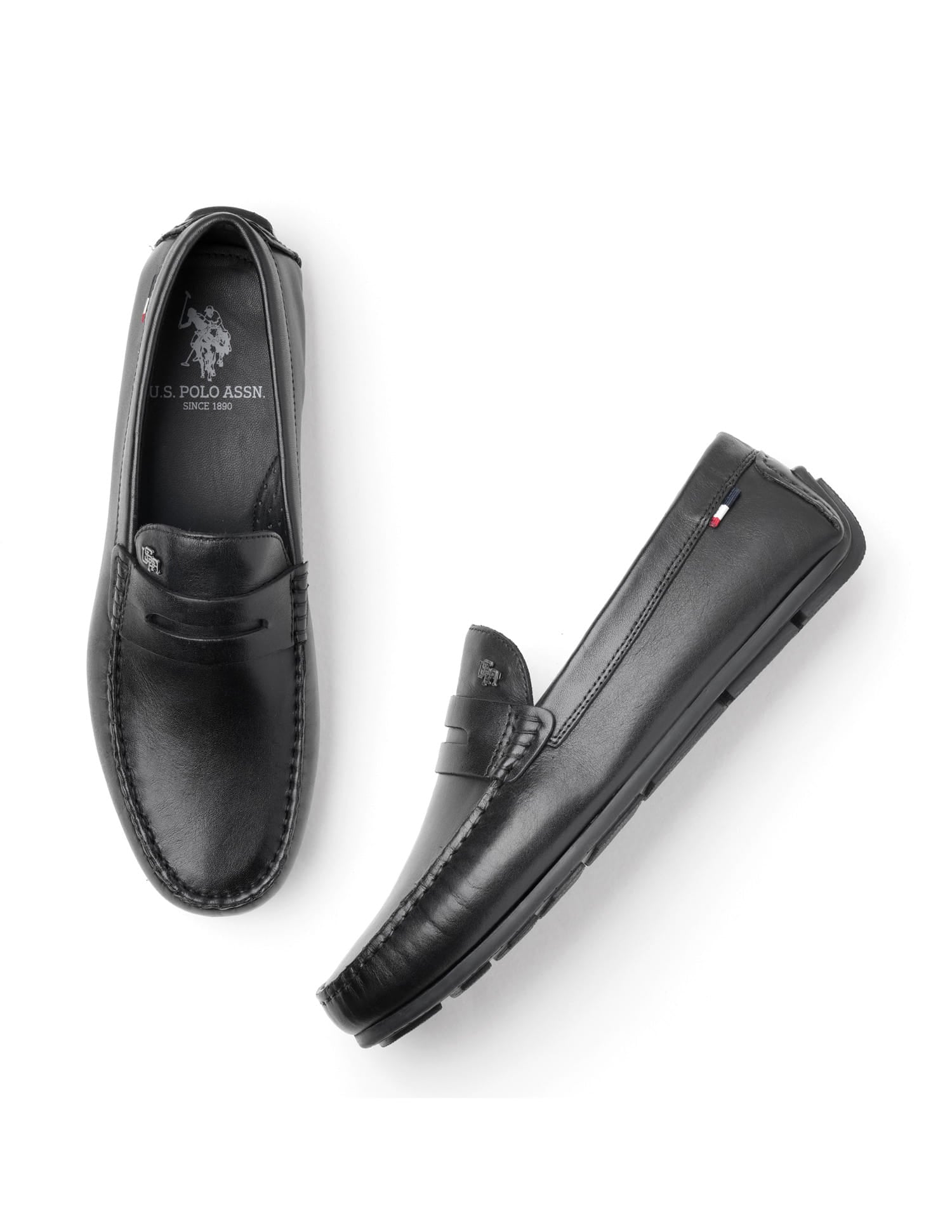 Men Adonis Solid Loafers Black - U.S. Polo Assn. India | Large