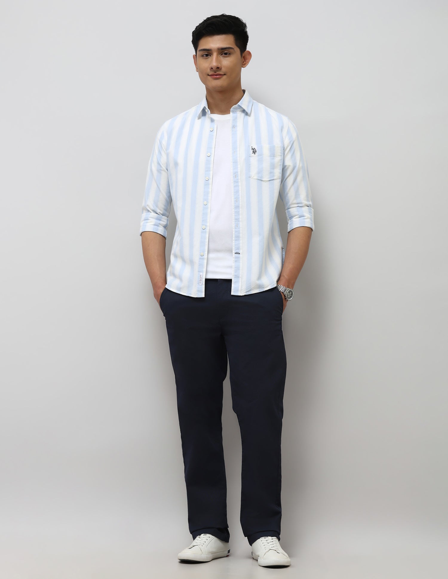 Oxford Tailored Fit Shirt Light Blue - U.S. Polo Assn. India | Large