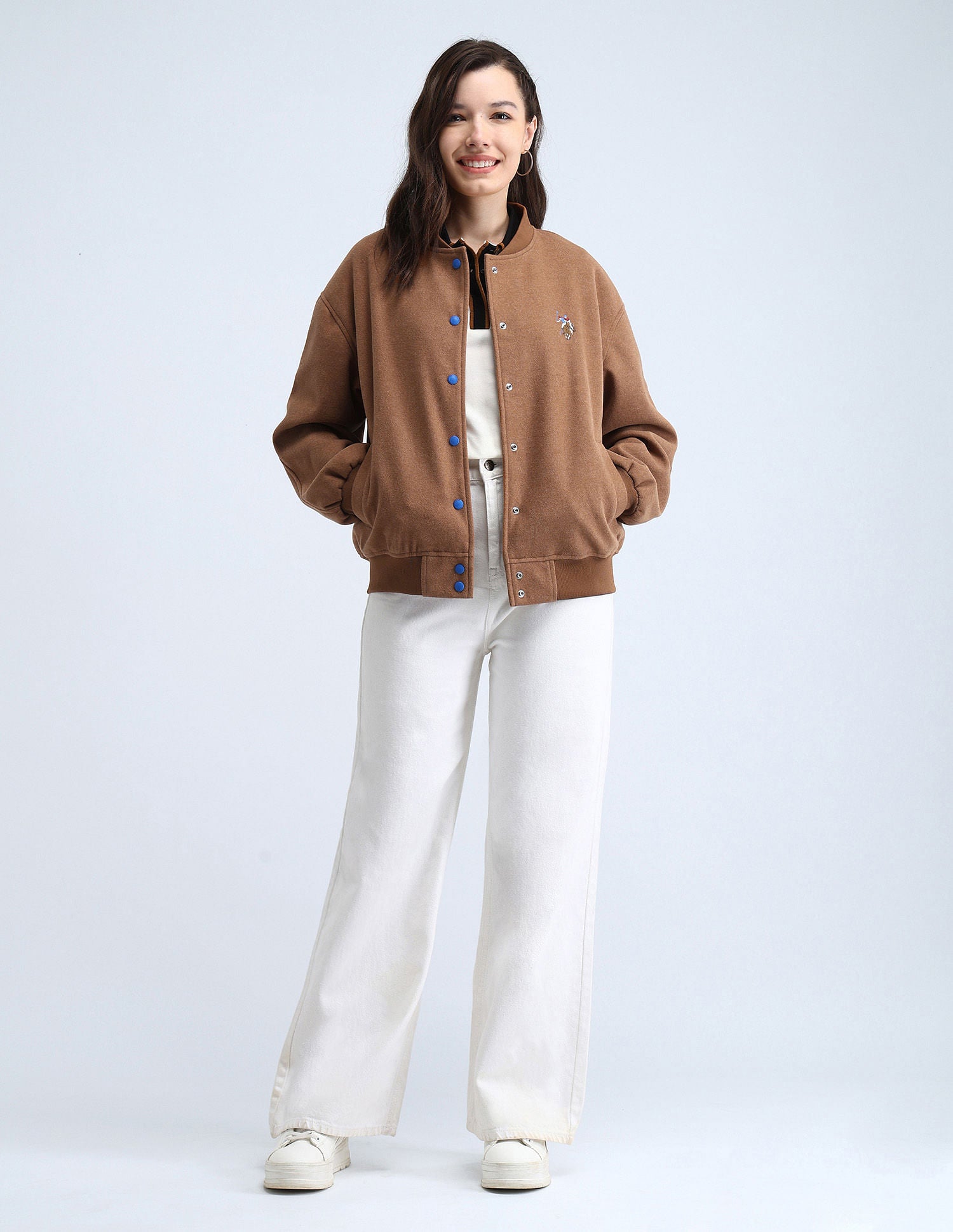 Stand Neck Bomber Jacket Brown - U.S. POLO ASSN. | Large